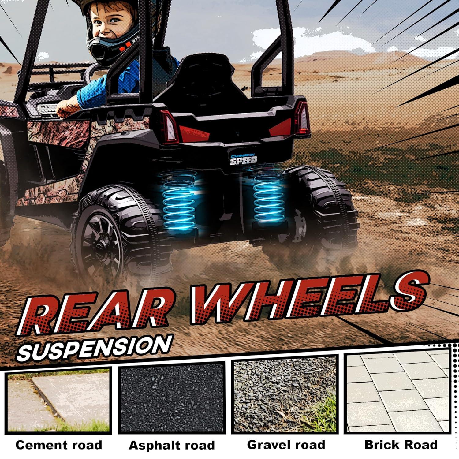 Aosom 12V Kids UTV, Battery Powered Electric Ride on Car with Music, Lights, MP3/USB, Suspension System & Remote Control, Camo