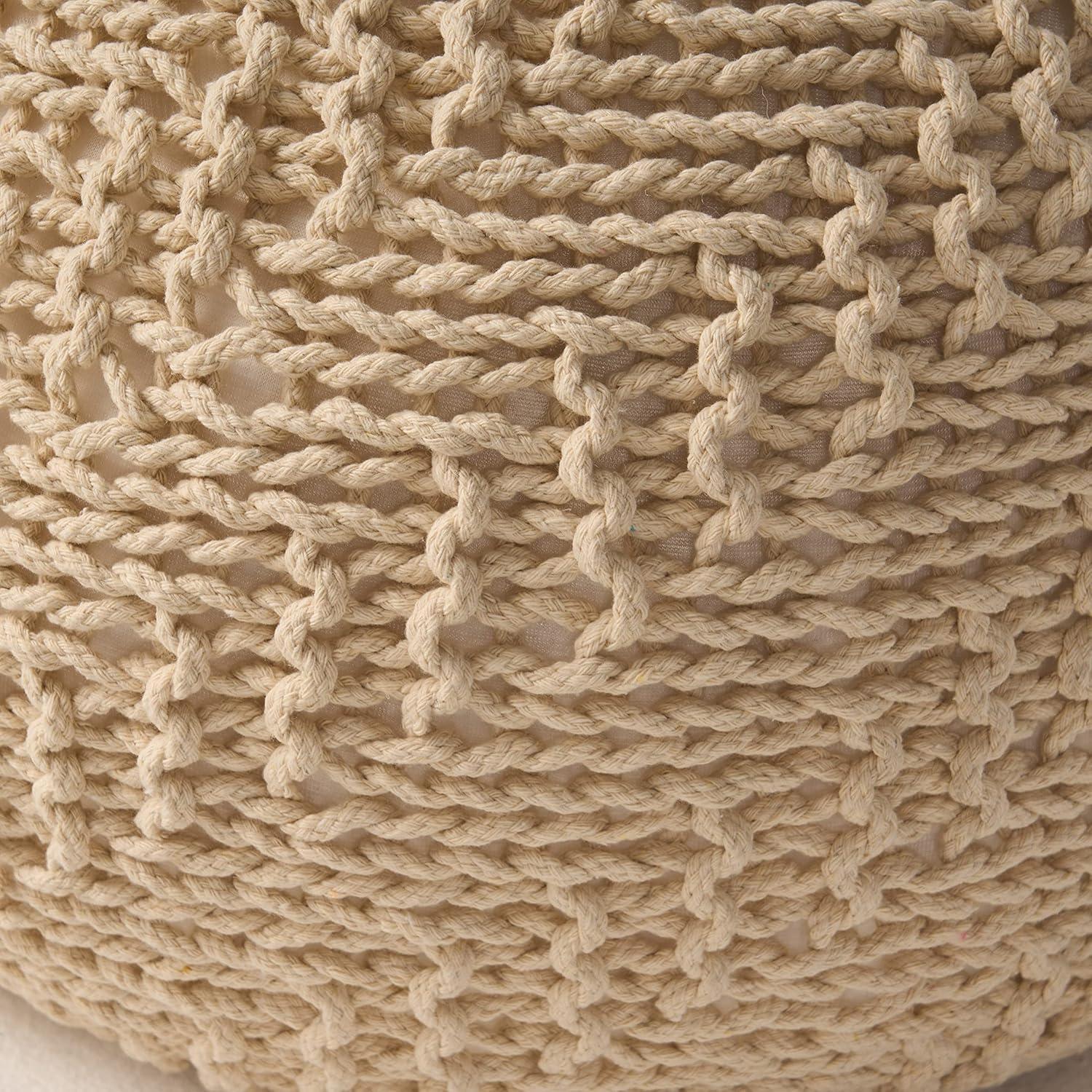 Christopher Knight Home Barwick Modern Knitted Round Pouf Ivory: Upholstered Ottoman, No Assembly Required