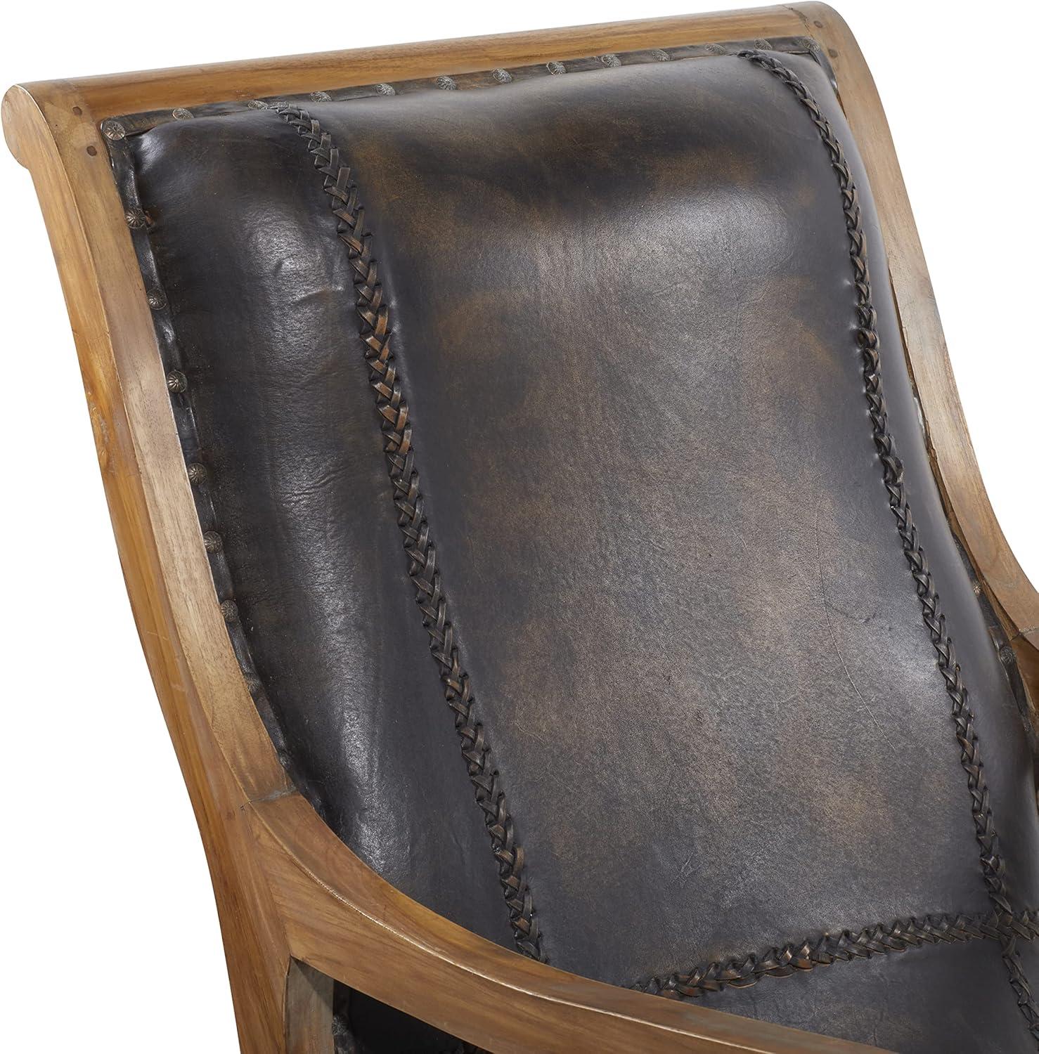 Traditional Leather Accent Chair Dark Brown - Olivia & May: Sturdy, Sophisticated, No Assembly Required