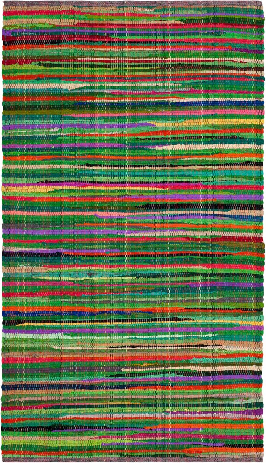 Rag Area Rug RAR240 Hand Woven Area Rug - Green/Multi - 3'x5' - Safavieh.