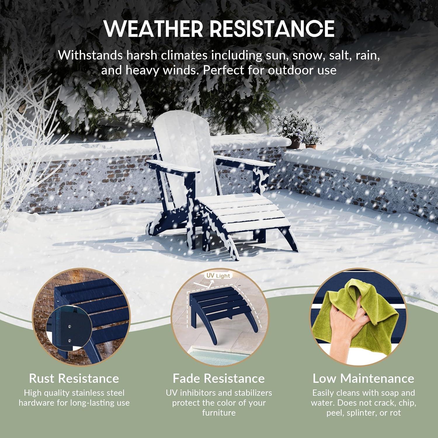 WestinTrends All-Weather Outdoor Patio Poly Adirondack Ottoman Footrest, Navy Blue