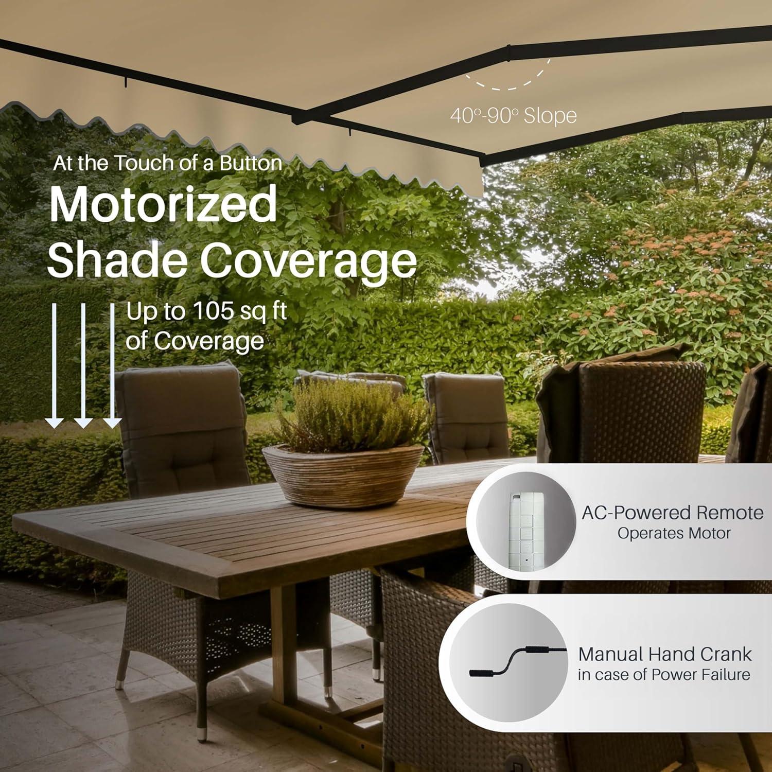 Motorized Retractable Patio Awning- Black Frame