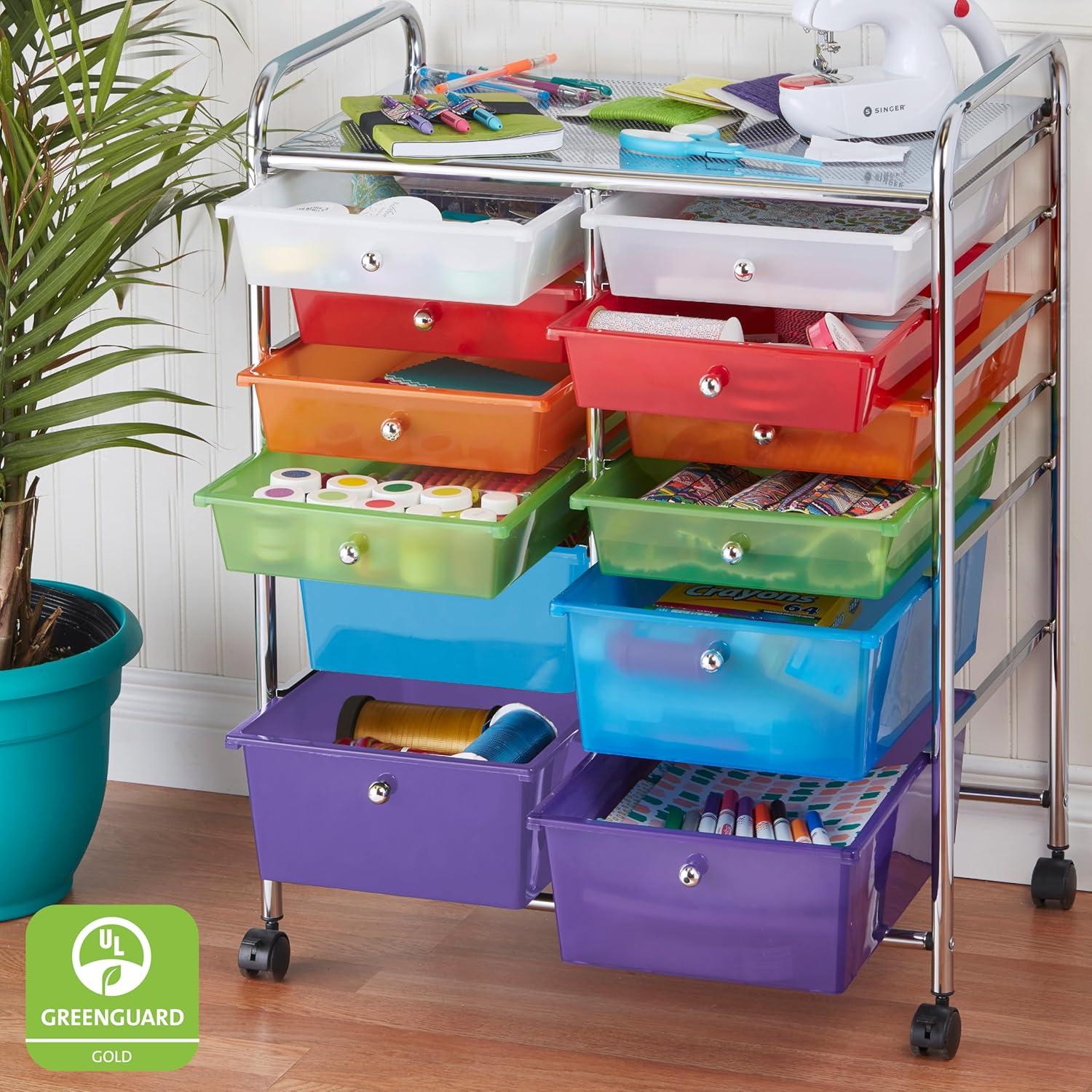 ECR4Kids 12-Drawer Mobile Organizer, Assorted