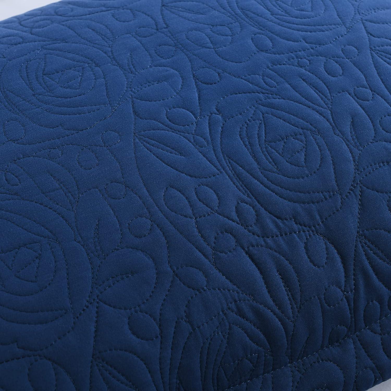 Marcielo 2 Pcs Embroidered Pillow Shams King Size Navy King