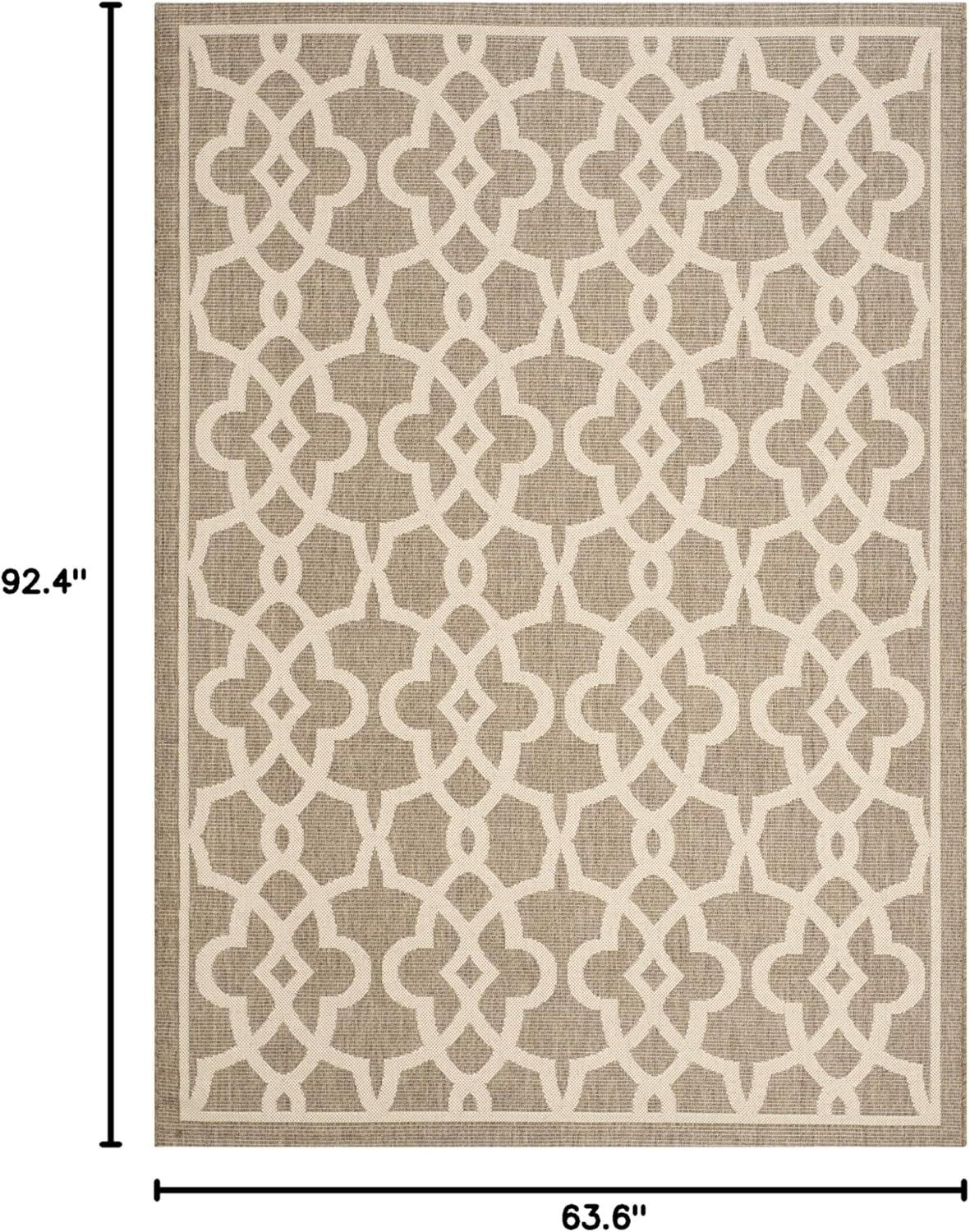 Courtyard CY6071 Power Loomed Indoor and Outdoor Area Rug - Mocha/Beige - 5'3"x7'7" - Safavieh