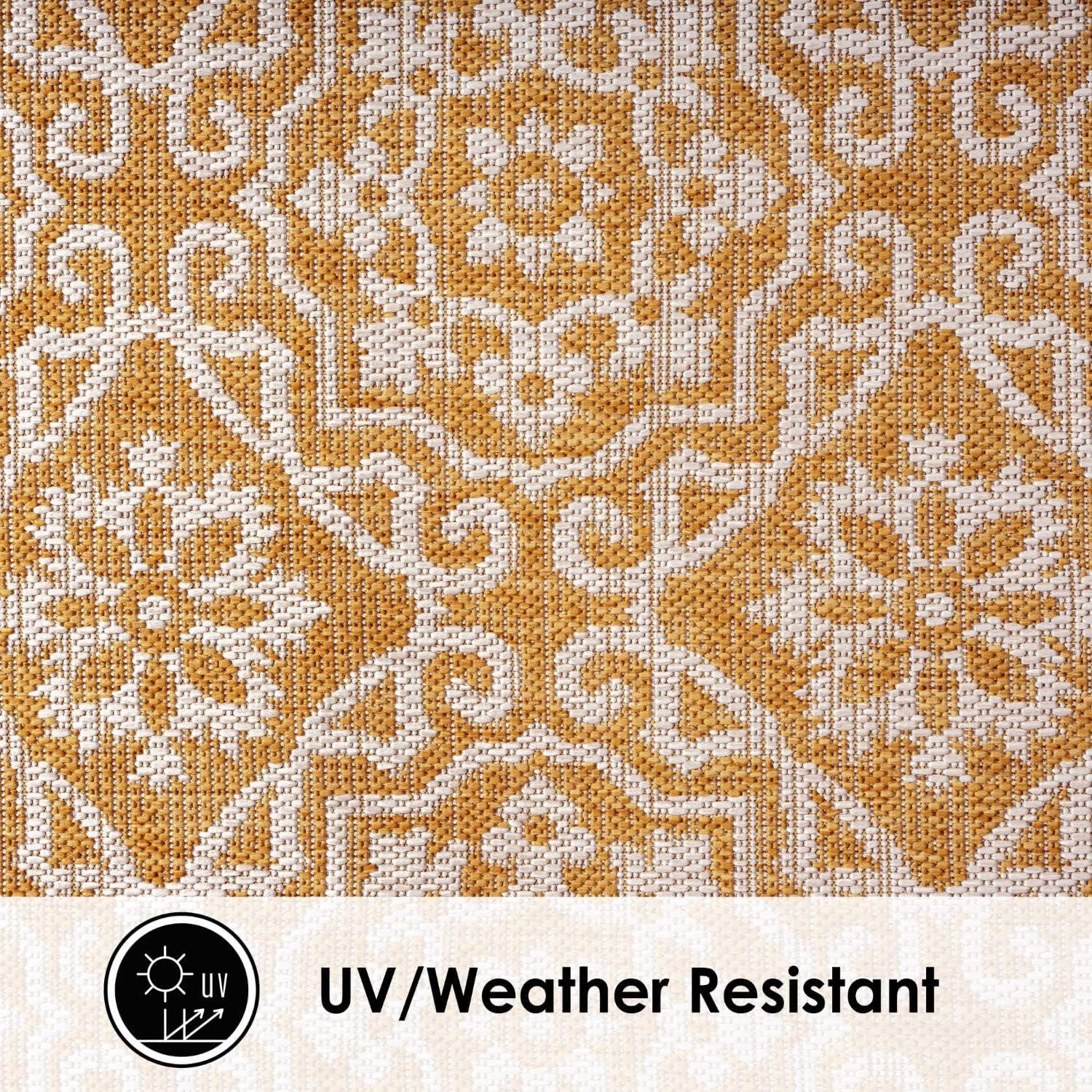 Nicole Miller New York Patio Country Danica Geometric Indoor/Outdoor Area Rug, Yellow/White