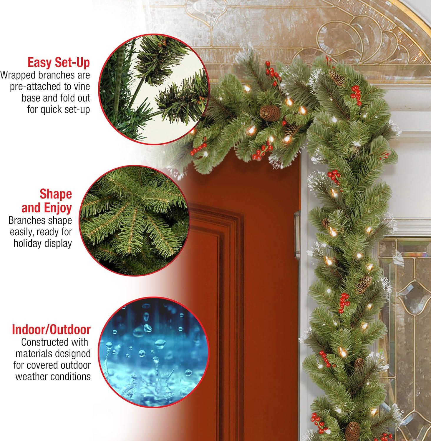 National Tree Company 9ft. Crestwood Spruce Garland with Clear Lights
