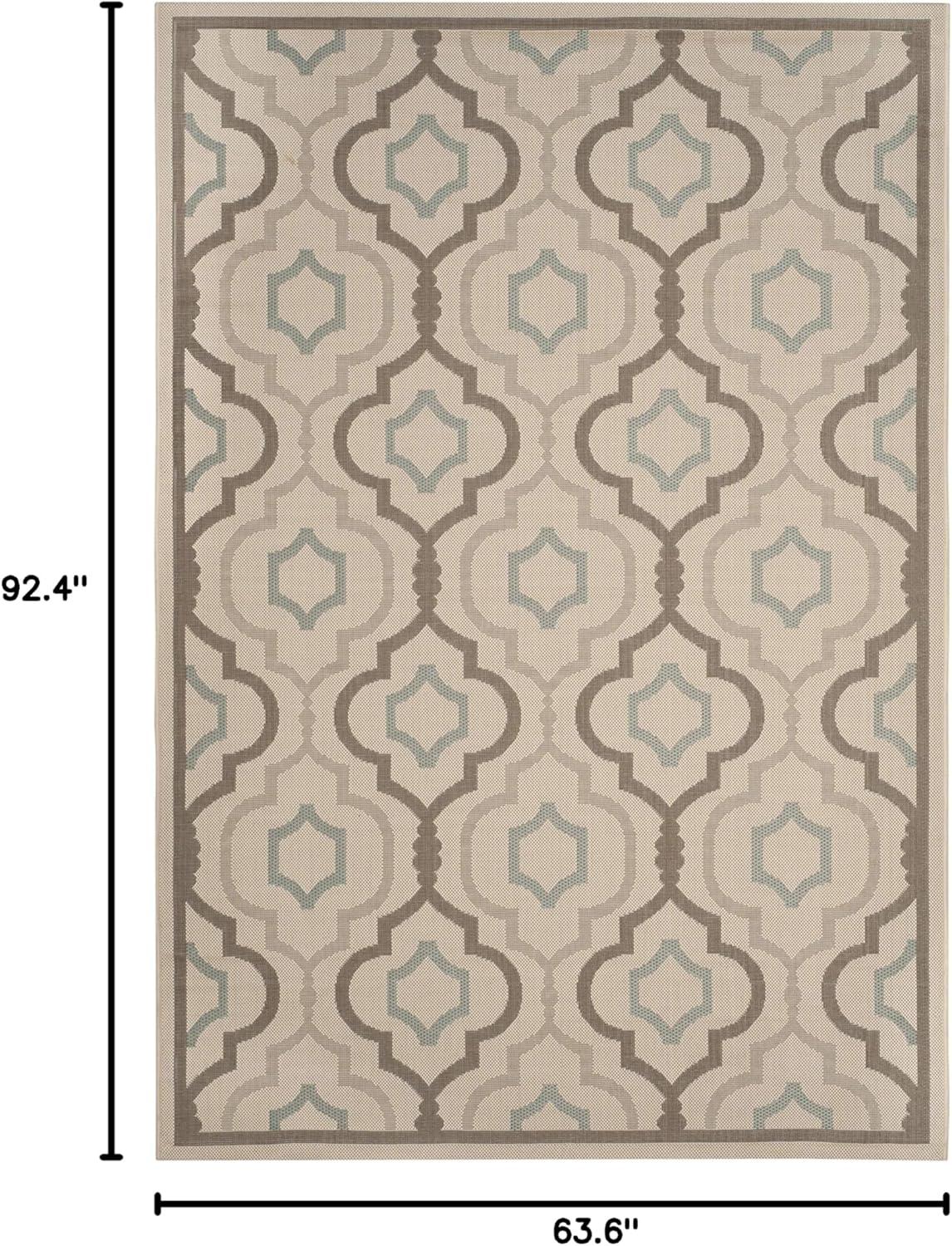 SAFAVIEH Courtyard Bayon Geometric Indoor/Outdoor Area Rug, Beige/Dark Beige, 5'3" x 7'7"