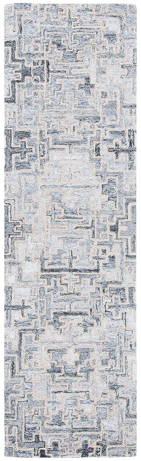 Abstract ABT142 Handmade Indoor Runner - Ivory/Black - 2'-3"x6' - Safavieh