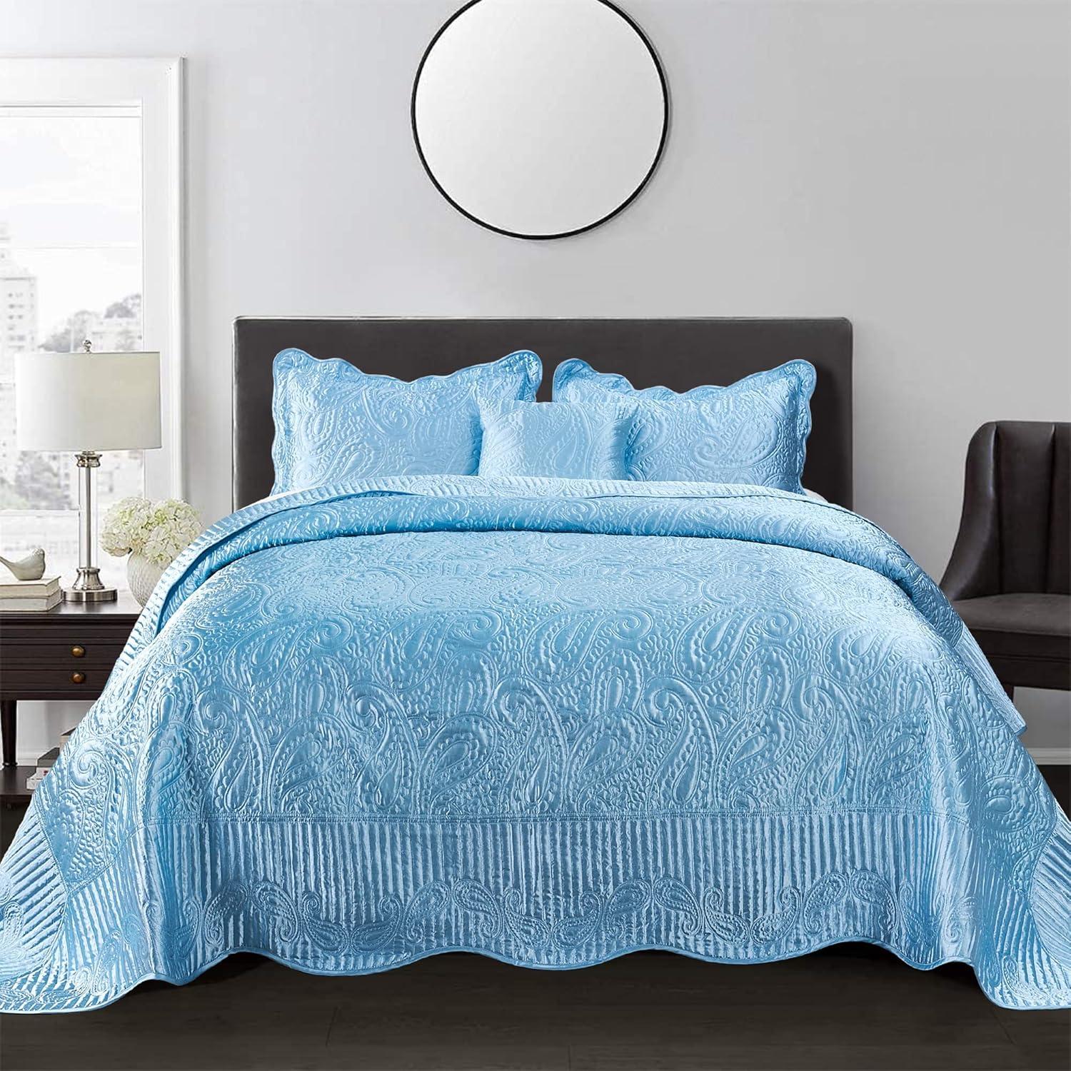Serenta 4 Piece Quilted Satin Bedspread Set