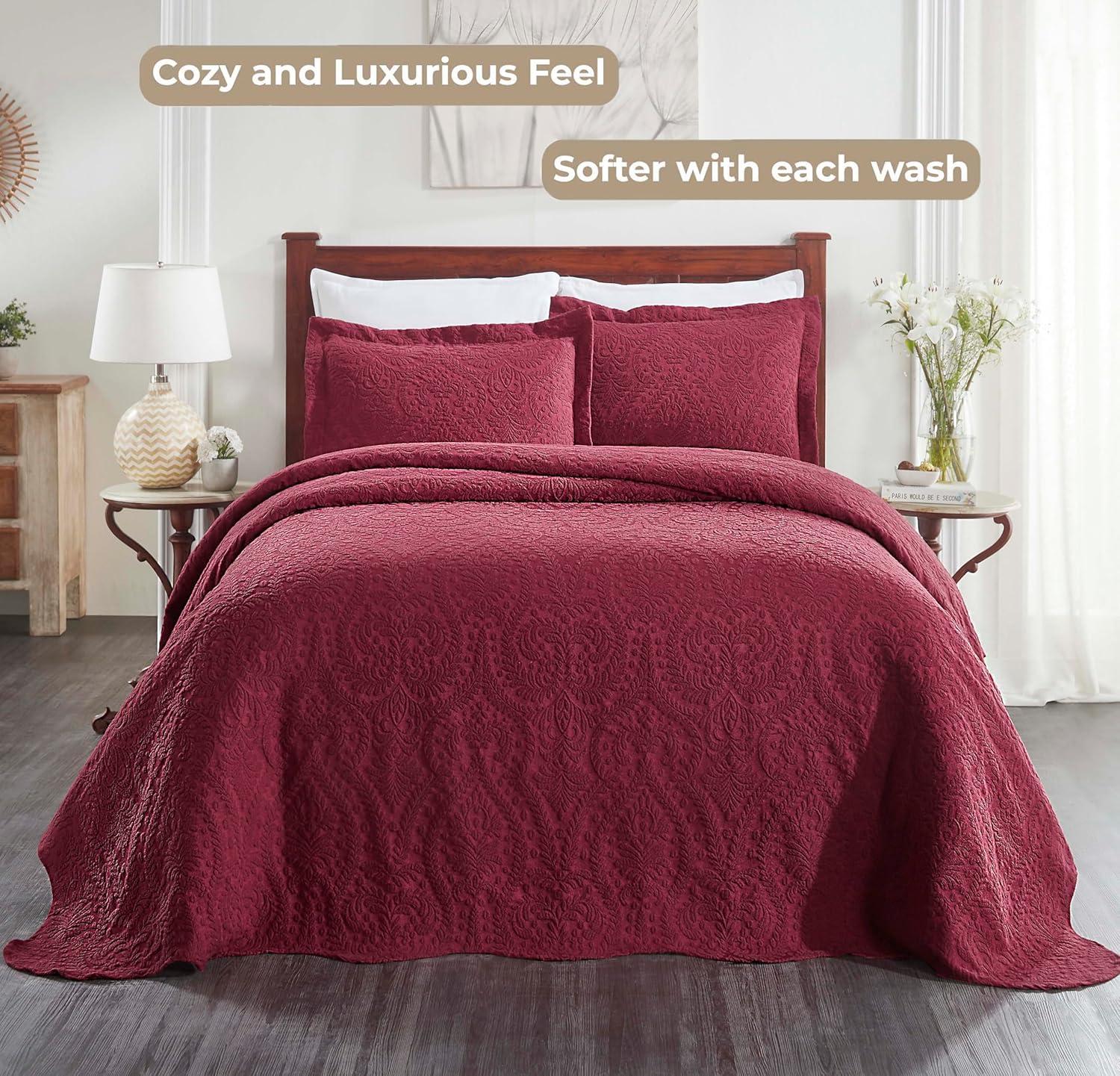 Superior Aspen Floral Scalloped Edge Cotton Blend Coverlet / Bedspread Set