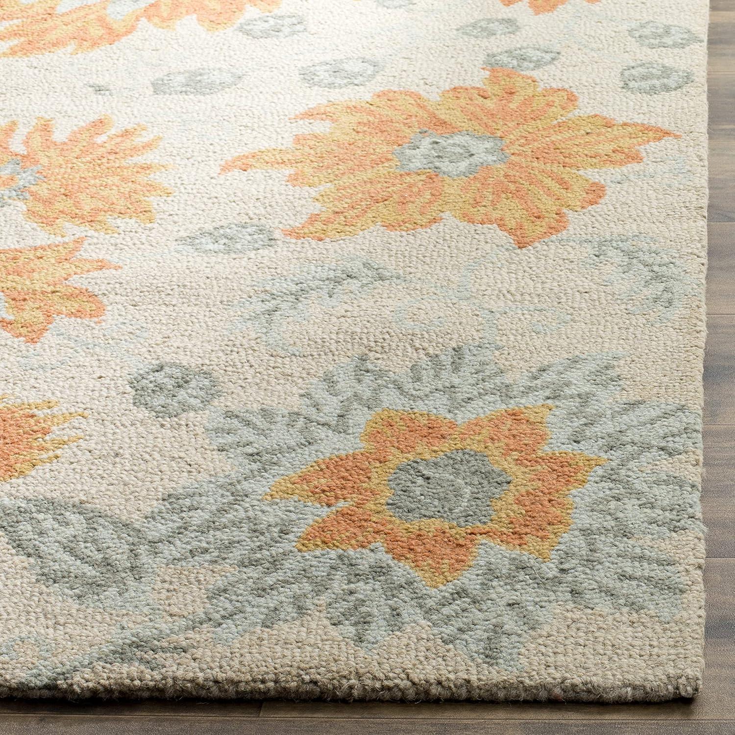 SAFAVIEH Blossom Rana Floral Flowers Wool Runner Rug, Ivory/Multi, 2'3" x 8'