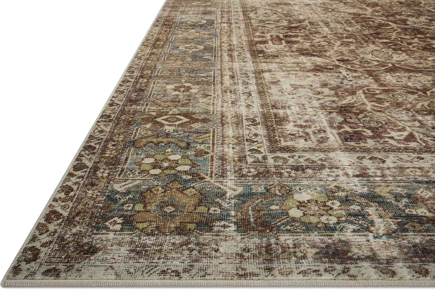 Sinclair I Rug by Magnolia Home by Joanna Gaines x Loloi - Rust and Lagoon / 5' x 7'