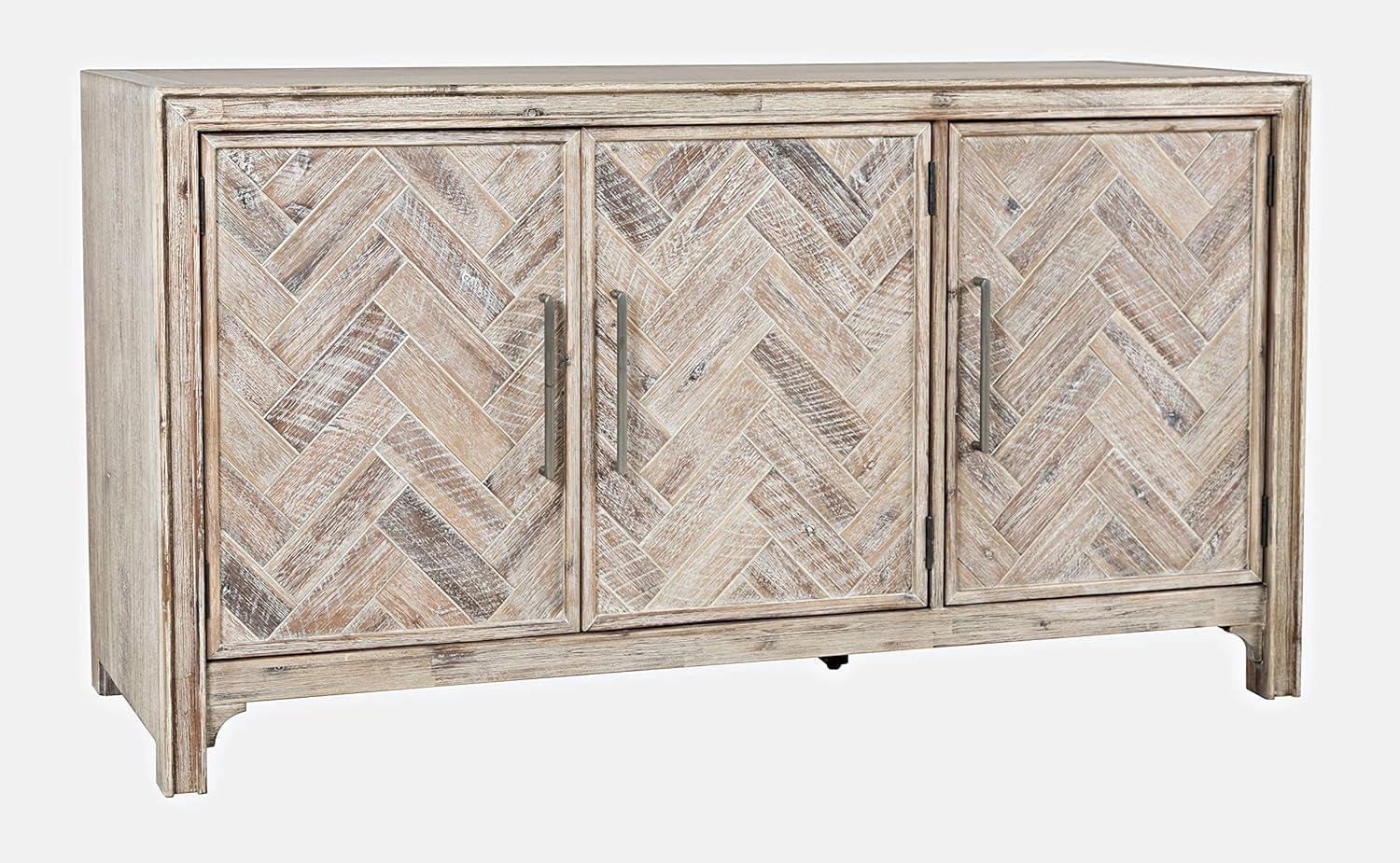 Jofran Gramercy Mid-Century Modern Chevron Three Door 60" Accent Cabinet