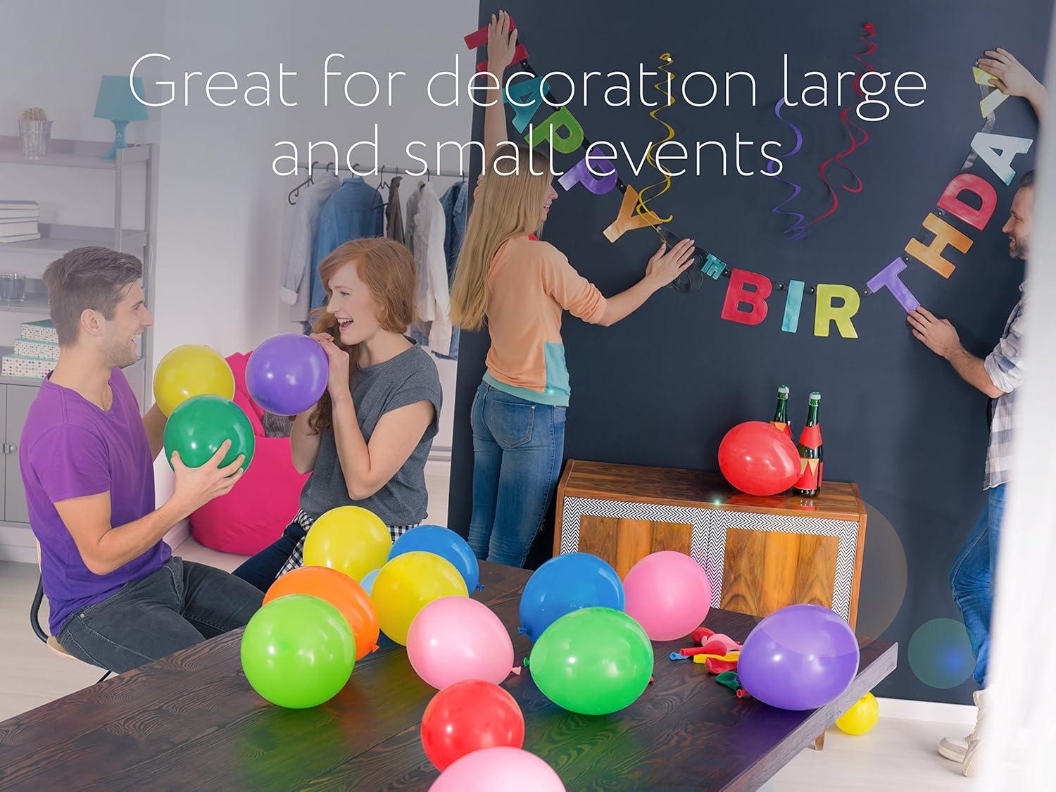 Dusico® Balloons Rainbow Set (100 Pack) 12 Inches, Assorted Bright Colors, Made With Strong Multicolored Latex, For Helium Or Air Use. Kids Birthday Party Decoration AccessoryS301