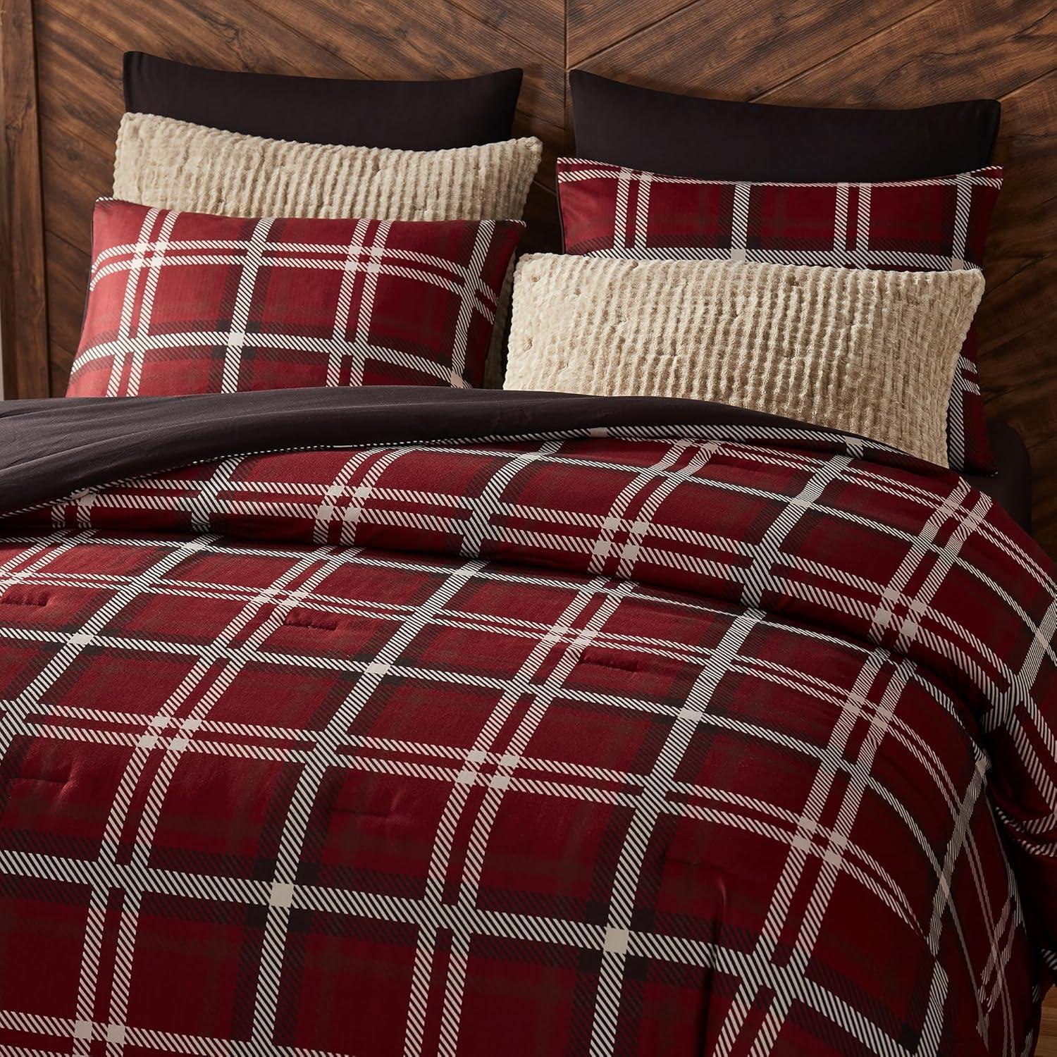 Wonderful Textile Wonderful Cozy Faux Cashmere Comforter Set Classic Plaid Geometic With Herringbone Texture