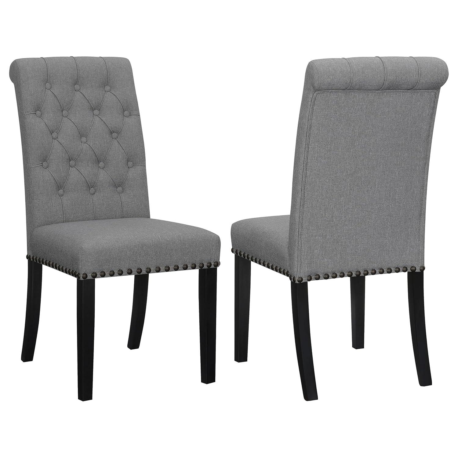 Coaster Upholstered Traditional Fabric Dining Chairs in Gray