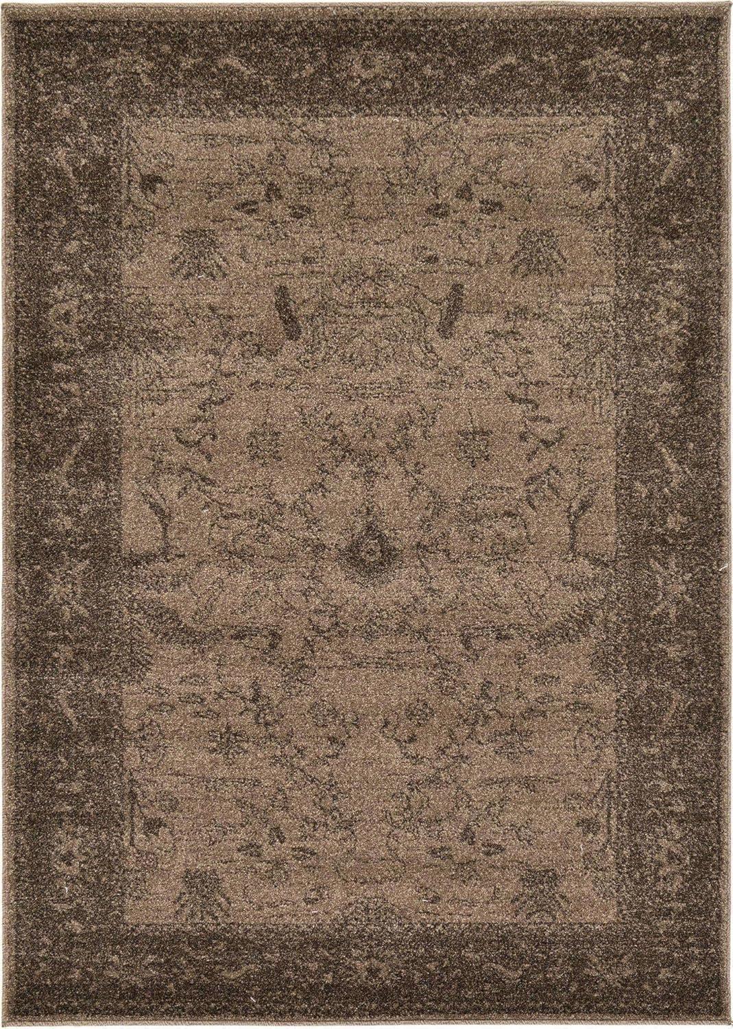 Unique Loom La Jolla Collection Area Rug - Floral (4' x 6' Rectangle Brown/Beige)