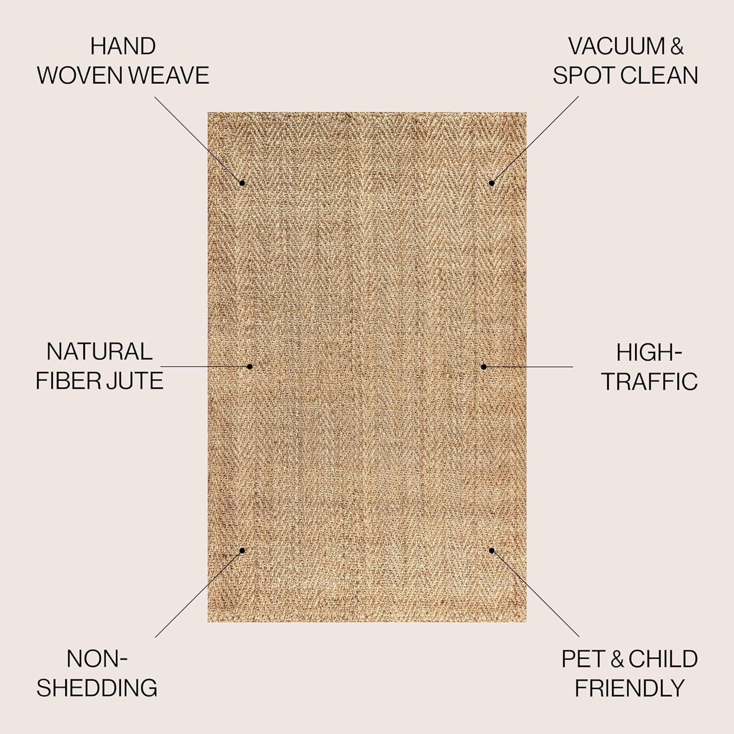 Espina Natural Jute Herringbone 4' x 6' Area Rug