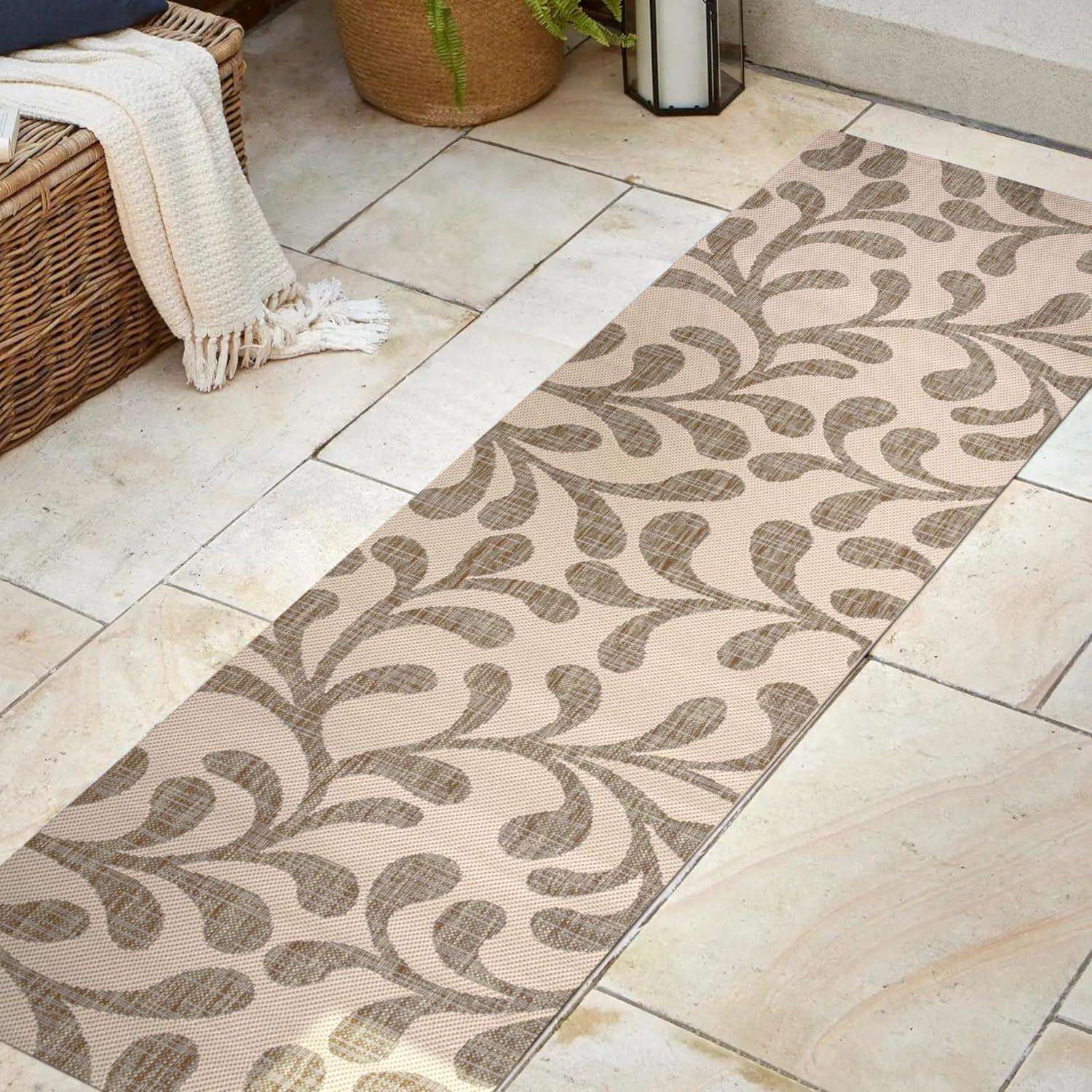 8'x10' Vine All Over Indoor/Outdoor Area Rug, Brown/Beige - JONATHAN Y