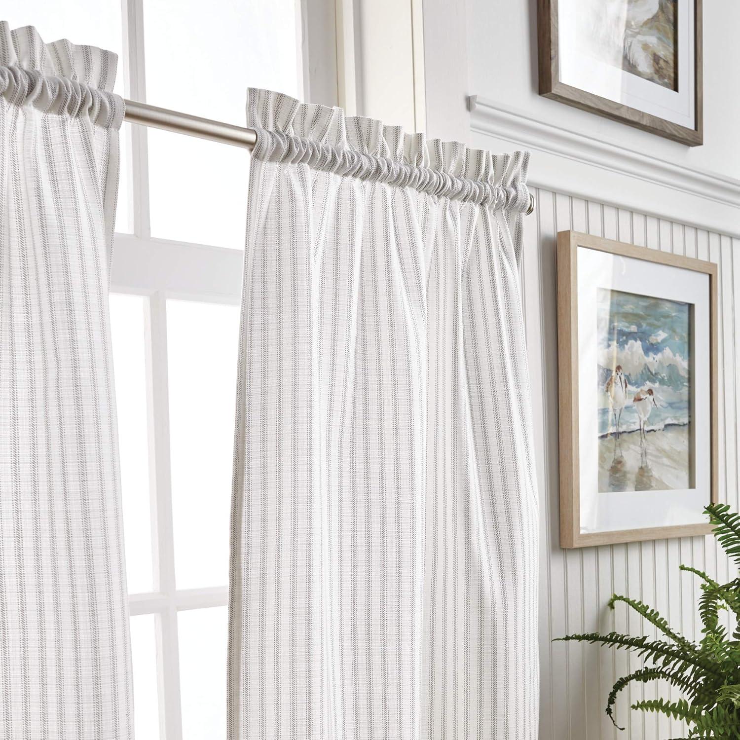 Martha Stewart Ticking Stripe Indigo Tier & Valance Set