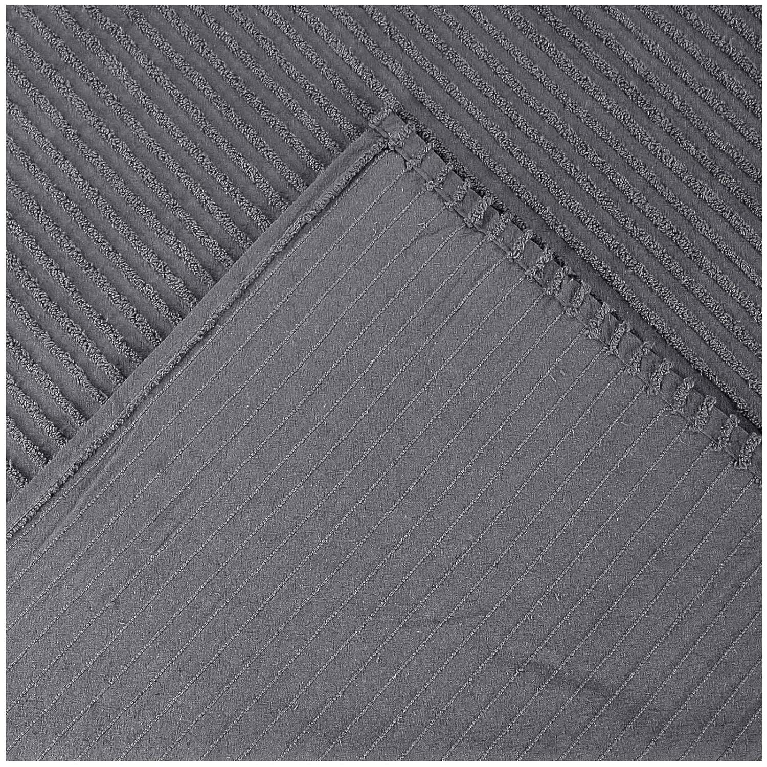 Better Trends Jullian Collection 100% Cotton Tufted Pillow Sham with Stripe Pattern Machine Washable Pillow Cover