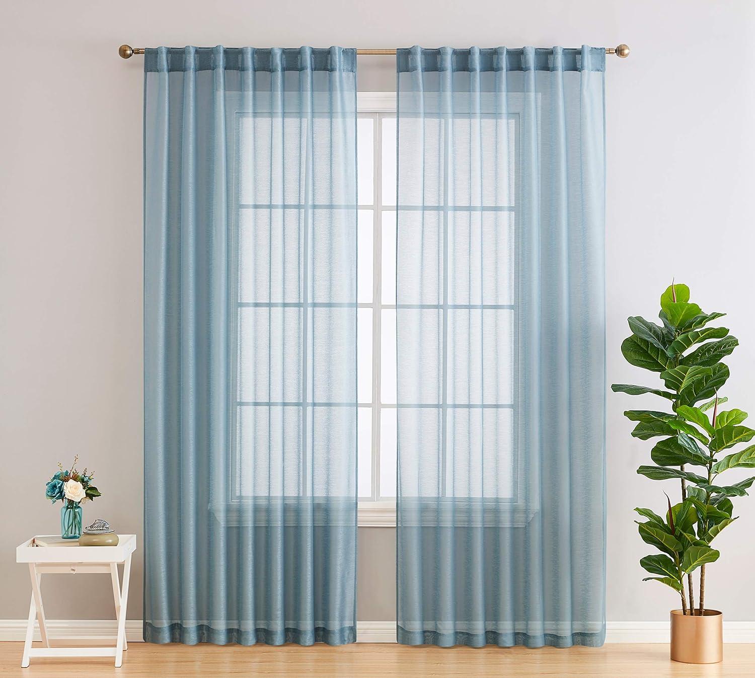 Ebern Designs Lauren Polyester Semi Sheer Curtain Pair (Set of 2)