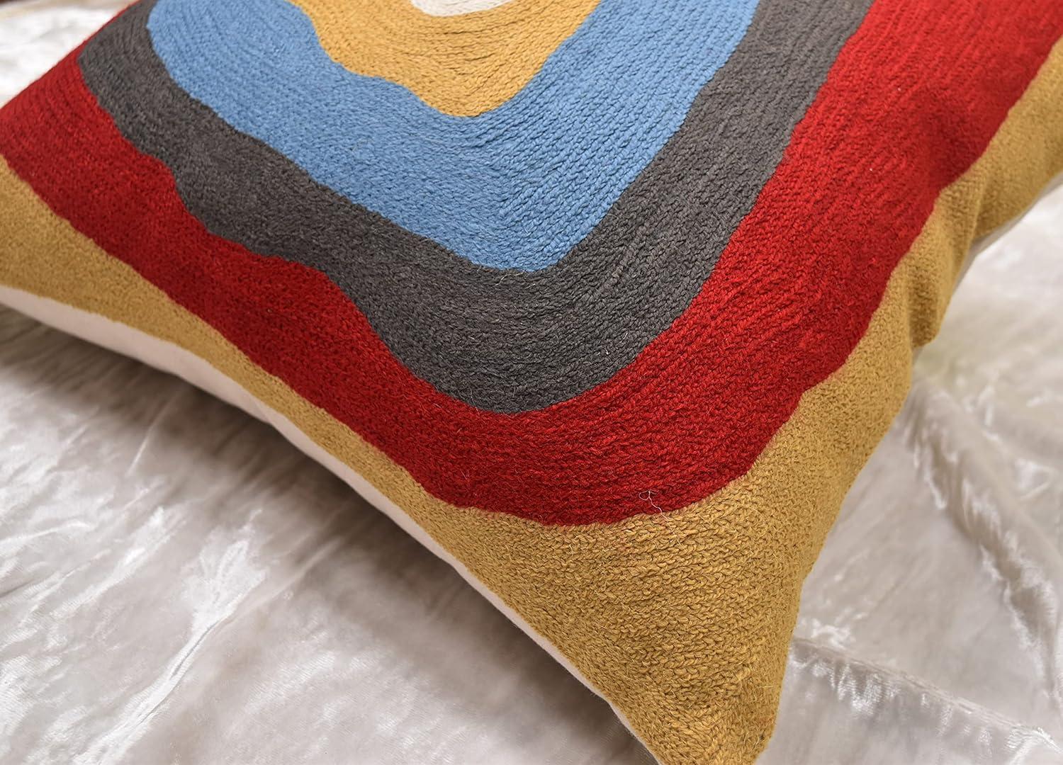 Kandinsky Inspired Embroidered Wool Euro Sham