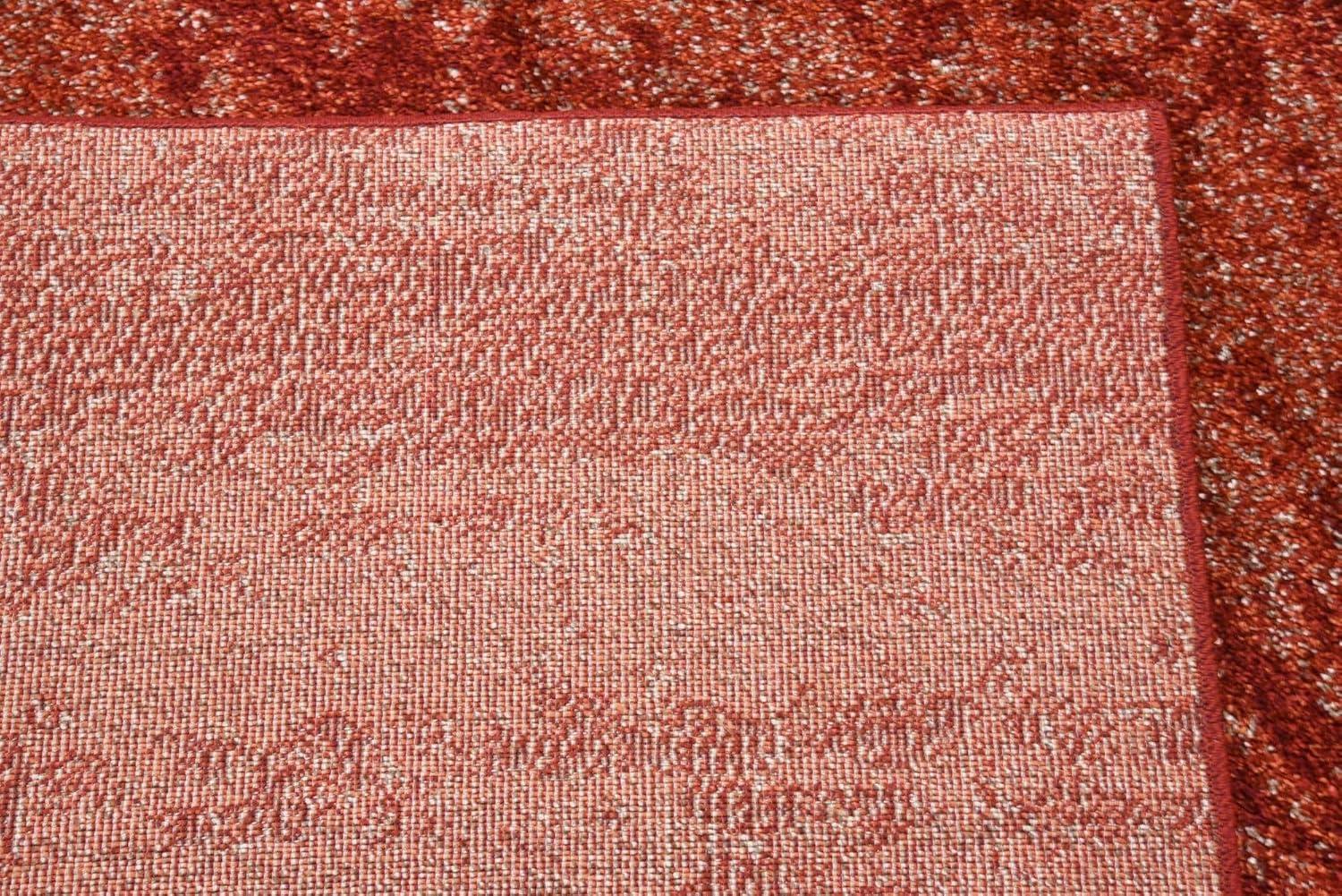 Terracotta Square Tufted Stain-Resistant Area Rug