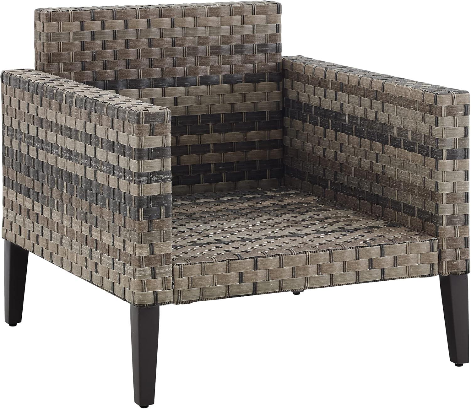 Taupe and Brown Outdoor Wicker Armchair with Cushions