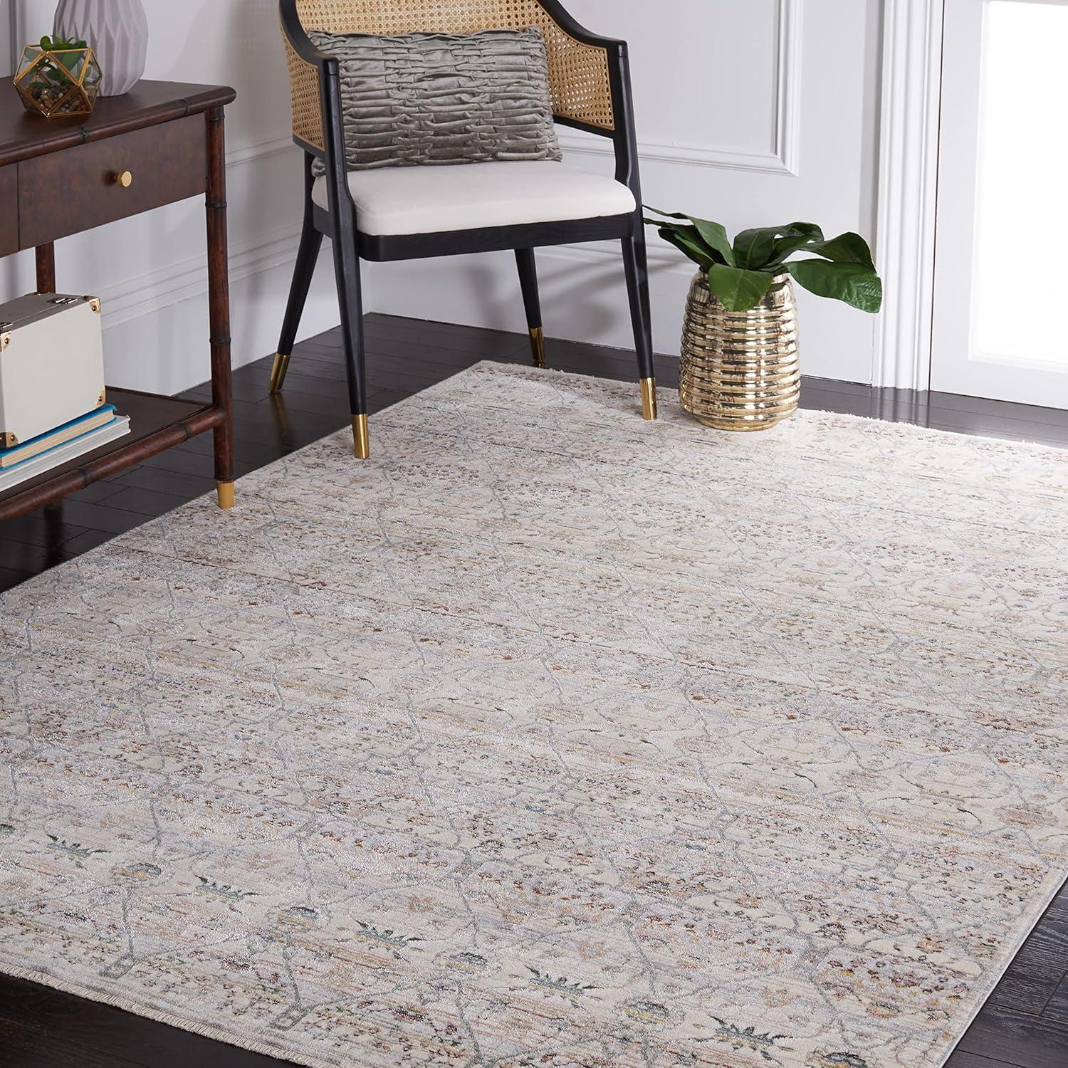 Princeton PRN911 Power Loomed Area Rug - Ivory/Blue - 6'7"x6'7" - Safavieh.