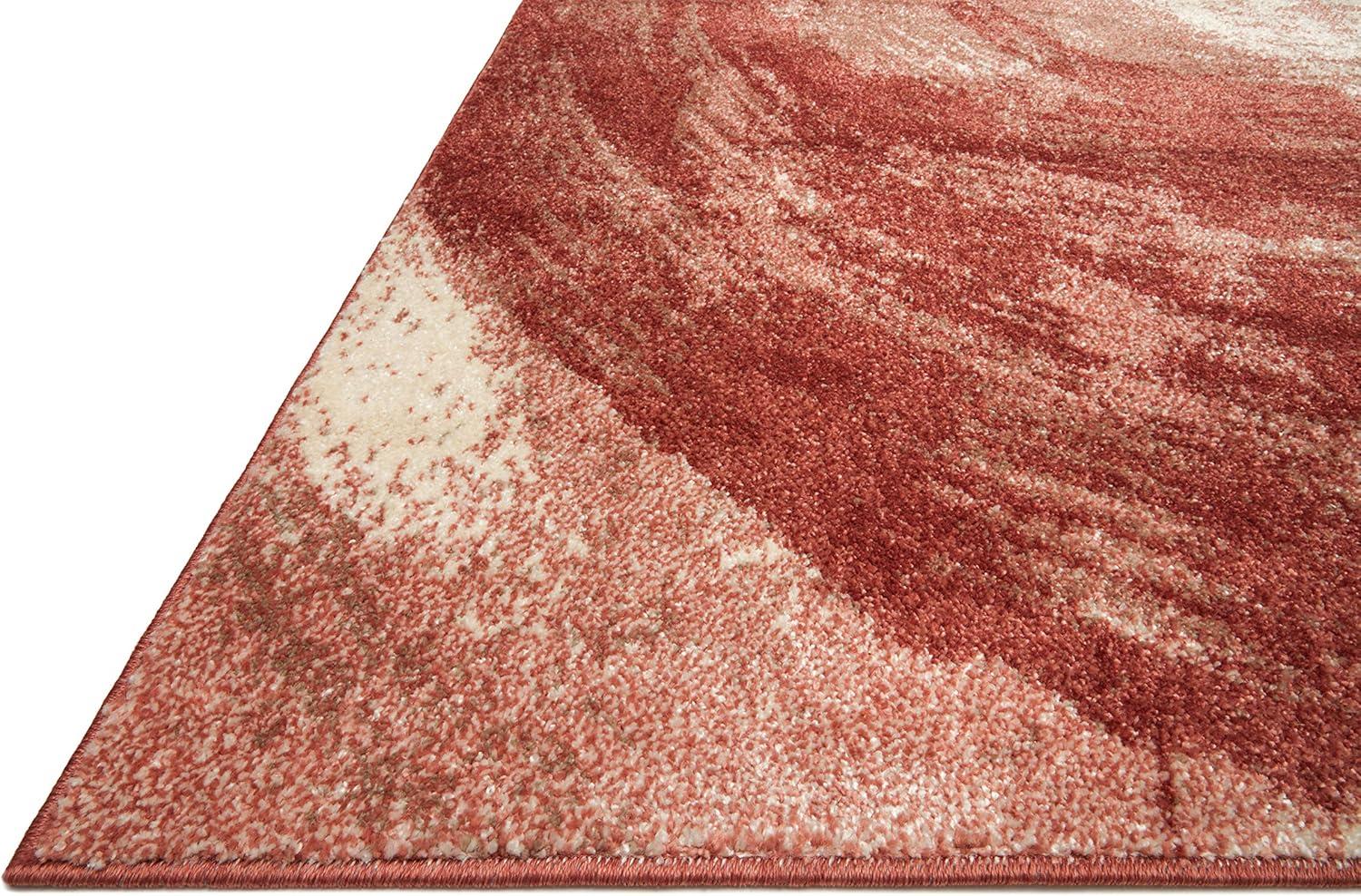 Abstract Red Spice 6'7" x 9'3" Modern Synthetic Area Rug