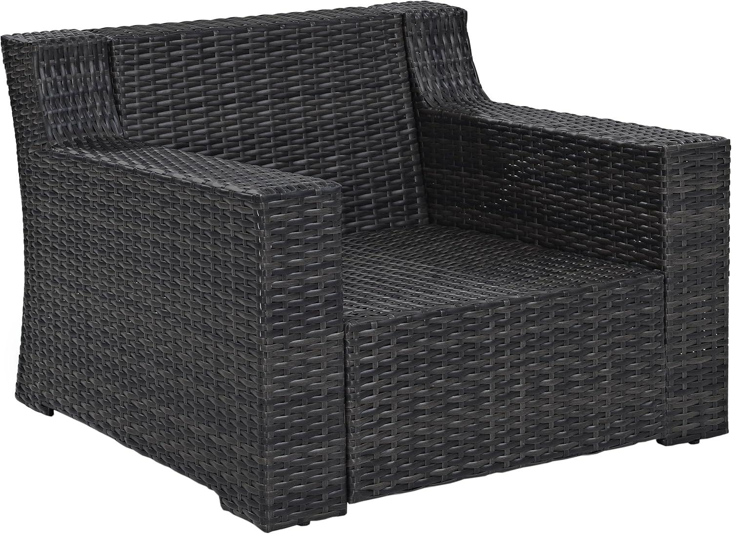 Beaufort Outdoor Steel Arm Chair Mist/Brown - Crosley: Woven Resin Wicker, Powder-Coated Frame, UV & Weather-Resistant