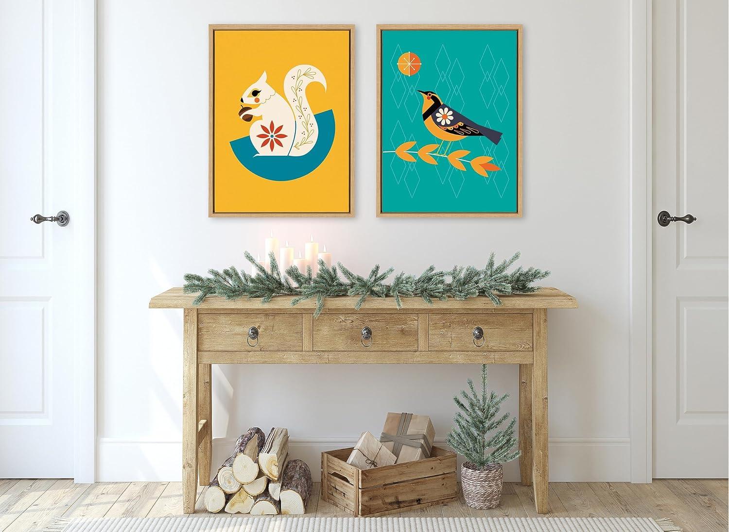 Kate & Laurel All Things Decor 18"x24" Sylvie White Squirrel Framed Canvas Wall Art by Amber Leaders Designs: Mid-Century Modern