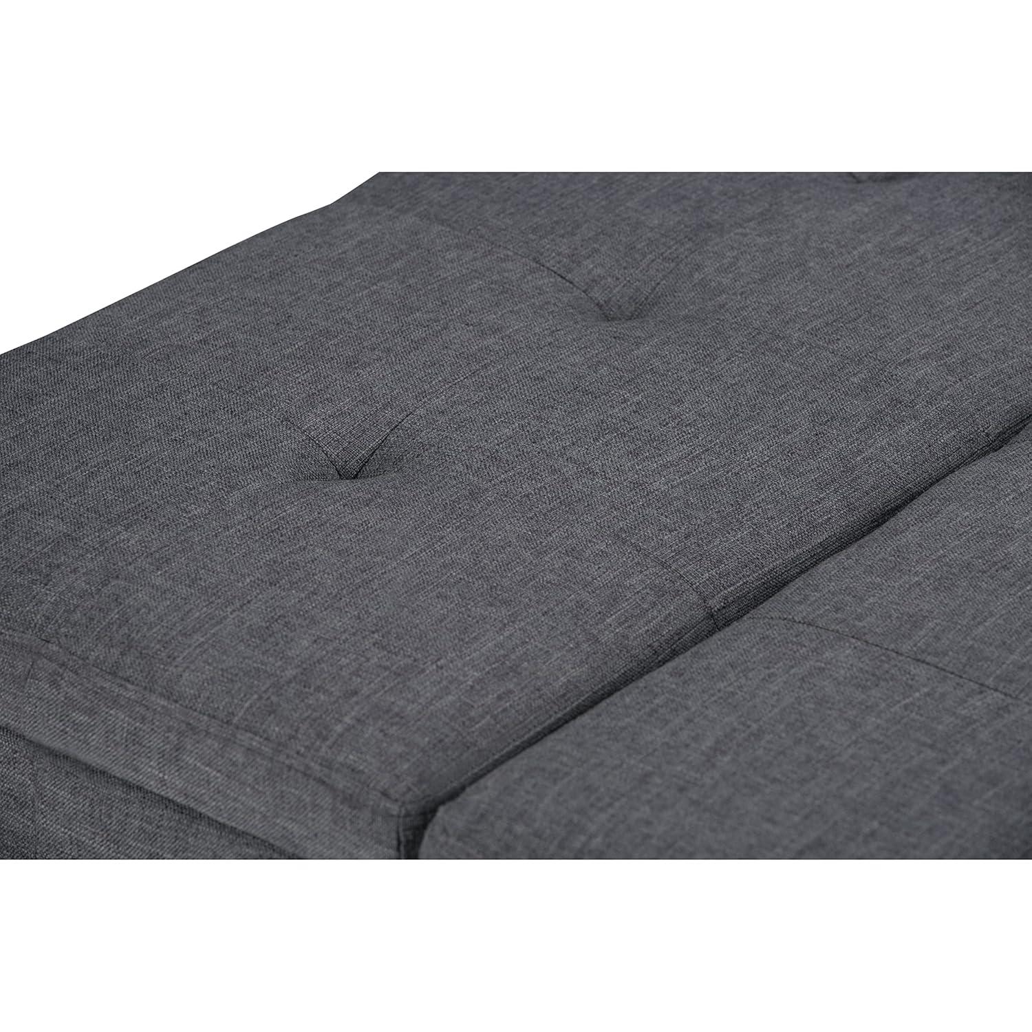 Simpli Home Dover 36"W Upholstered Square Coffee Table Storage Ottoman with Split Tufted Lift Top