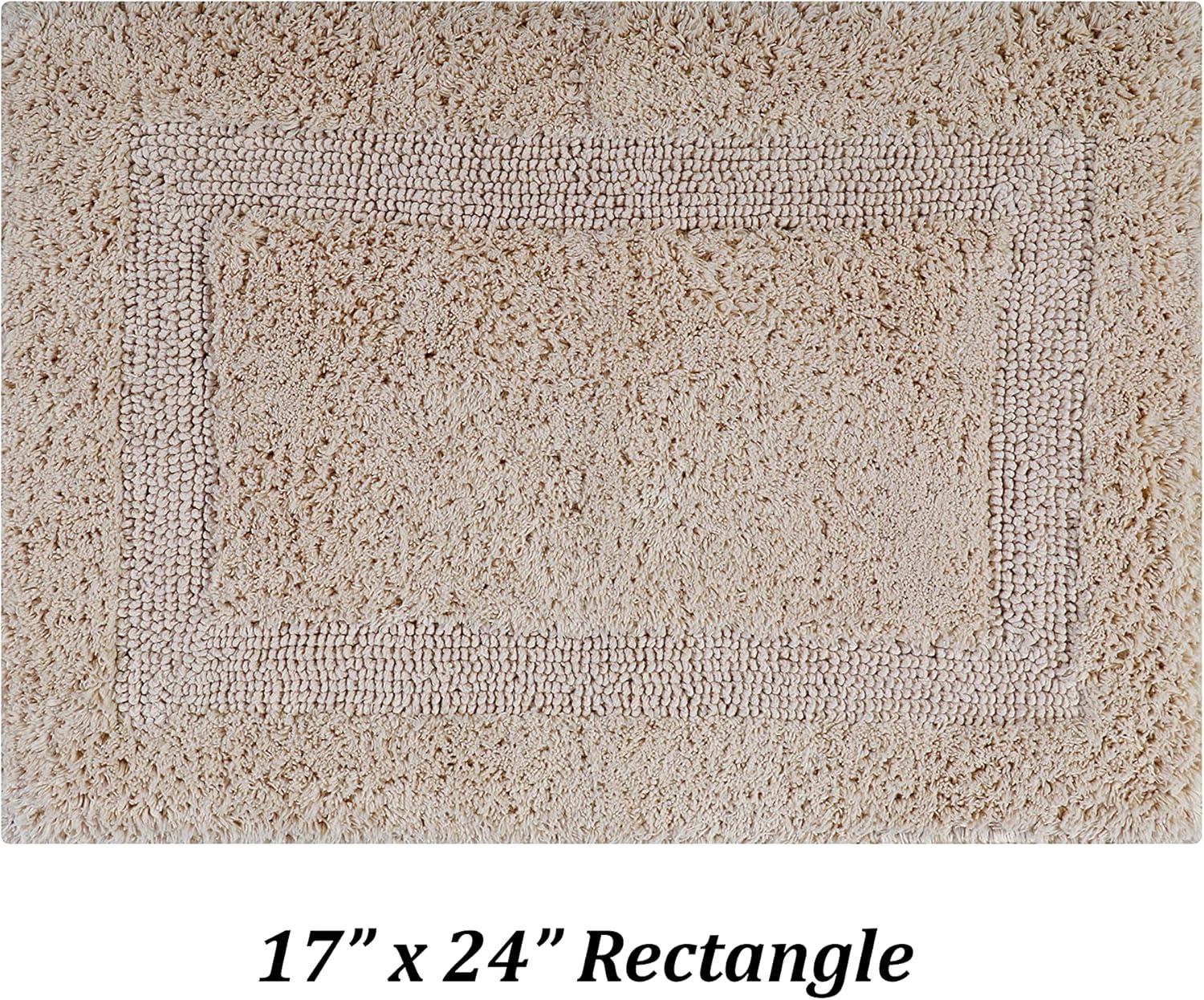 Better Trends Lux 100% Cotton Tufted Solid Reversible Bath Rug Set 2 PC (17" x 24" | 21" x 34") - Sand