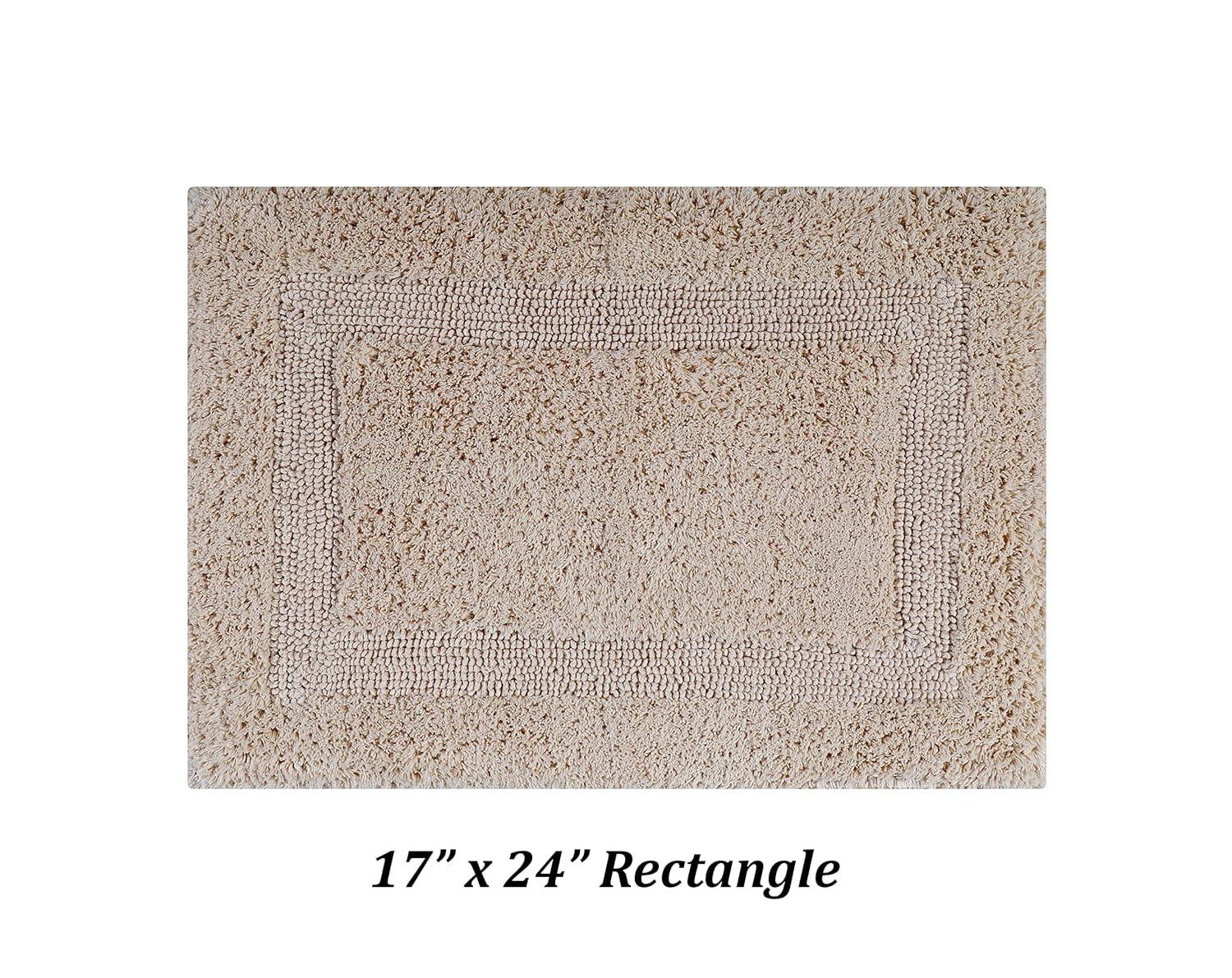 Better Trends Lux 100% Cotton Tufted Solid Reversible Bath Rug Set 2 PC (17" x 24" | 21" x 34") - Sand