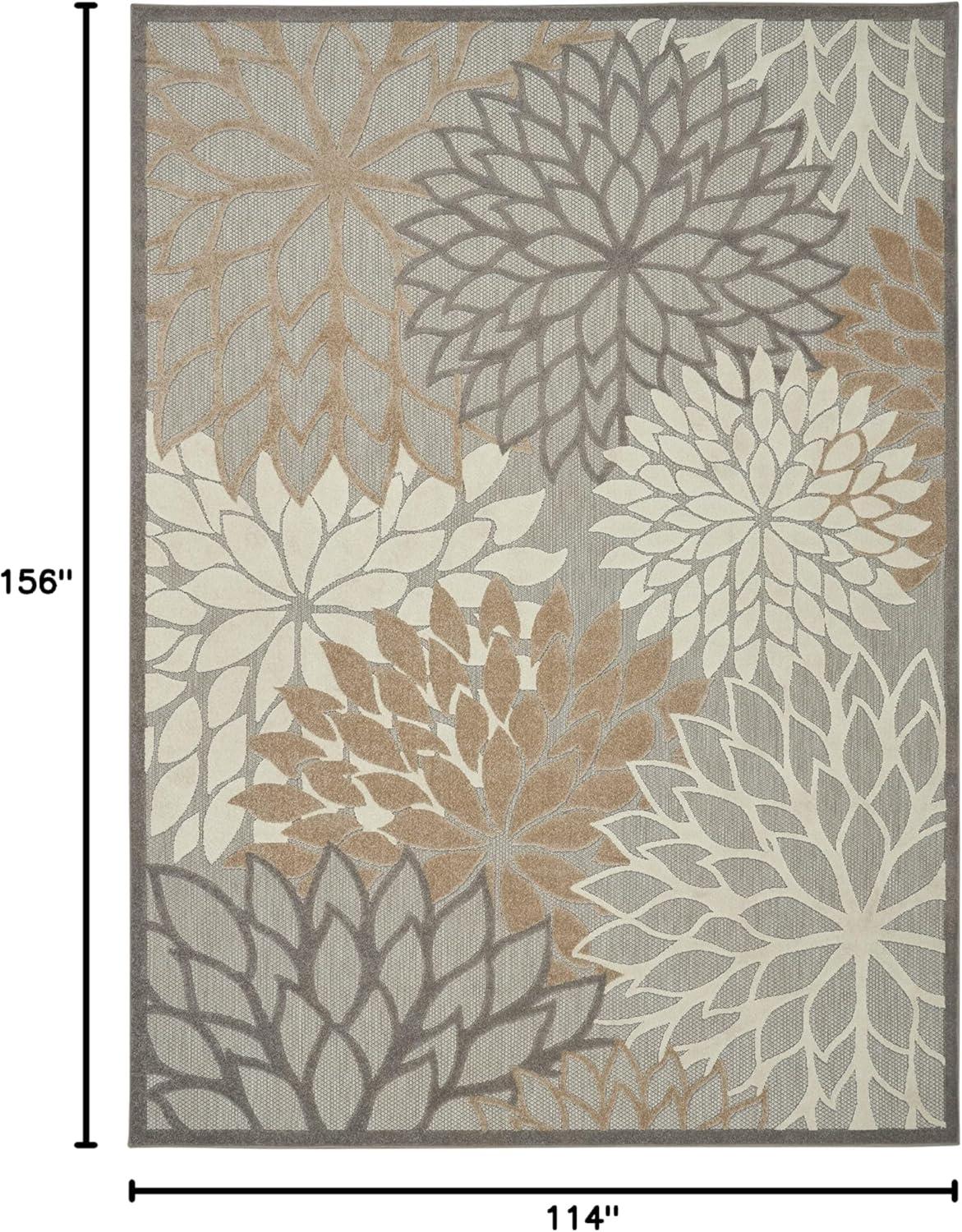 Nourison Aloha Floral Bloom Flatweave High-Low Indoor Outdoor Area Rug Natural 9'6" x 13'
