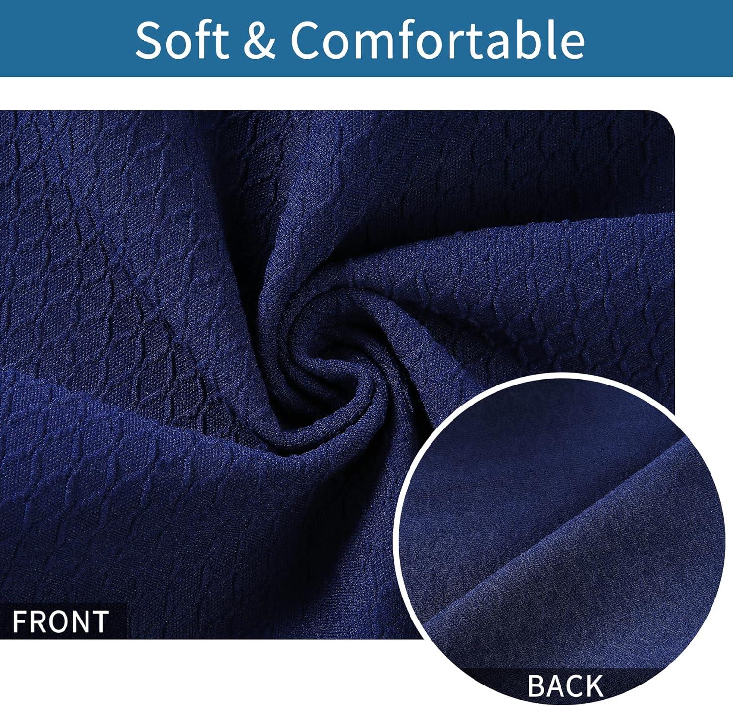 Furrygo Washable 4 Pieces Polyester Dining Chair Slipcovers, Navy