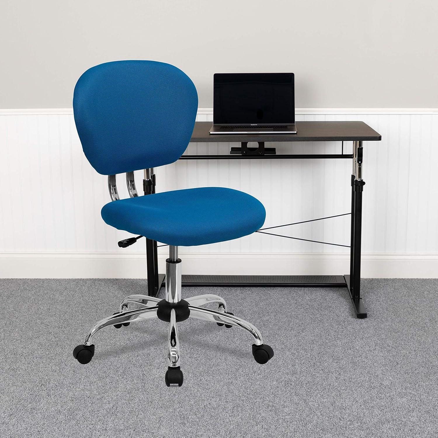 Turquoise Mesh Mid-Back Ergonomic Swivel Task Chair