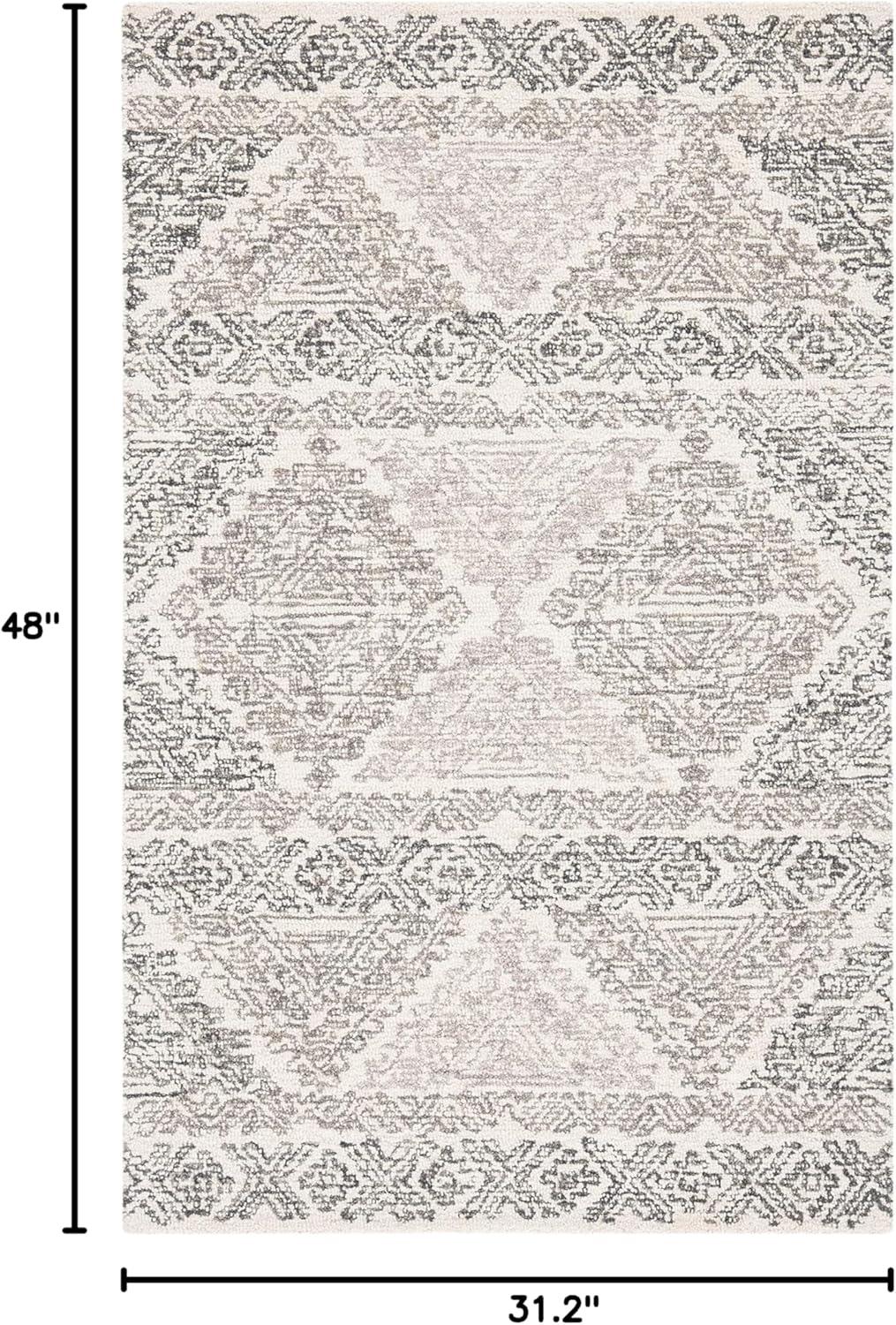 SAFAVIEH Micro-Loop Collection Accent Rug - 2'6" x 4', Ivory & Light Brown, Handmade Moroccan Boho Wool, Ideal for High Traffic Areas in Entryway, Living Room, Bedroom (MLP206B)