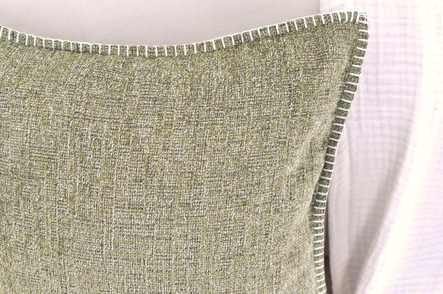 Oveesha Tassel Soft Chenille Throw Pillow Covers With Stitched Edge (Set of 2)