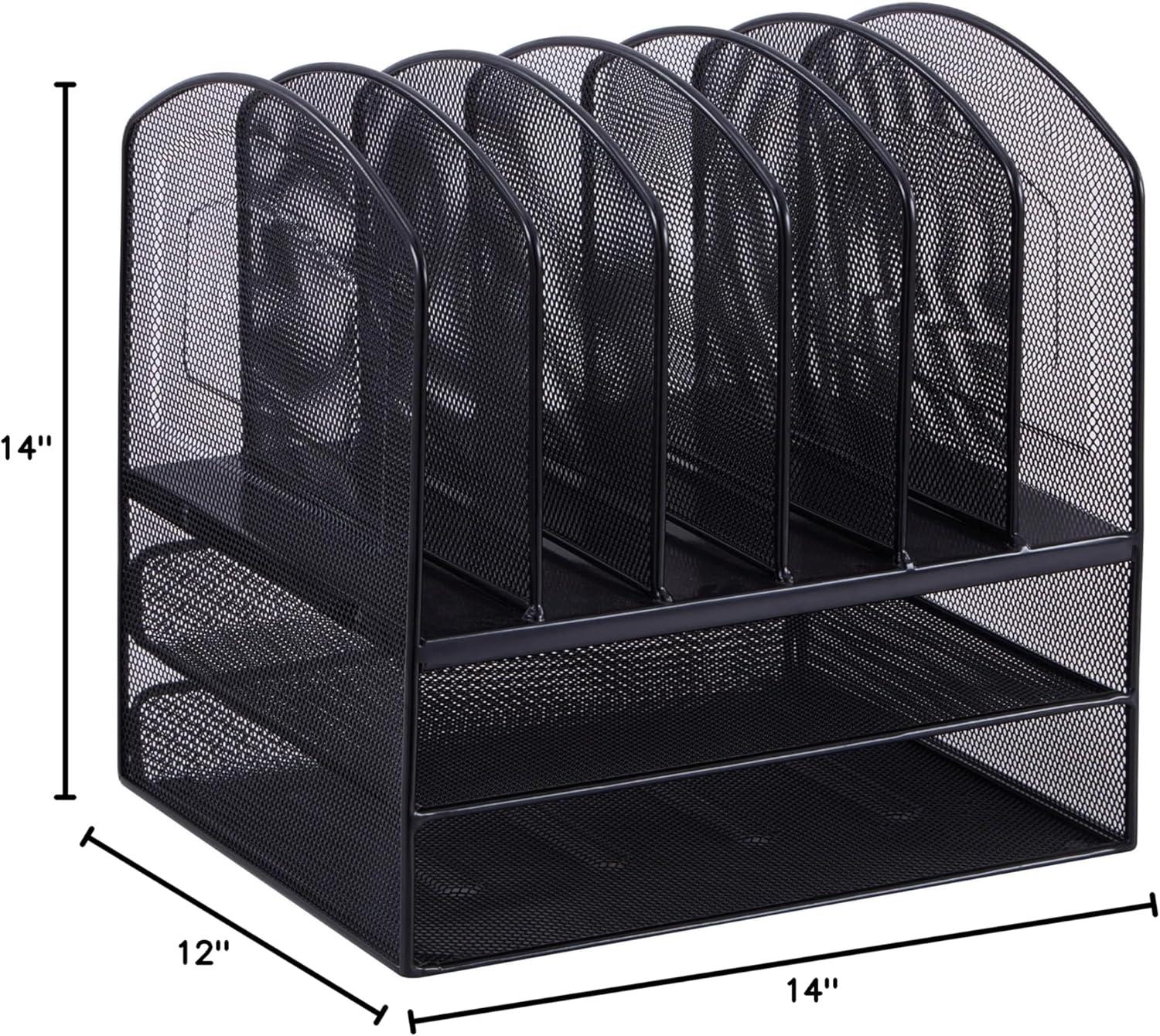 Black Steel Mesh Vertical and Horizontal Desk Organizer