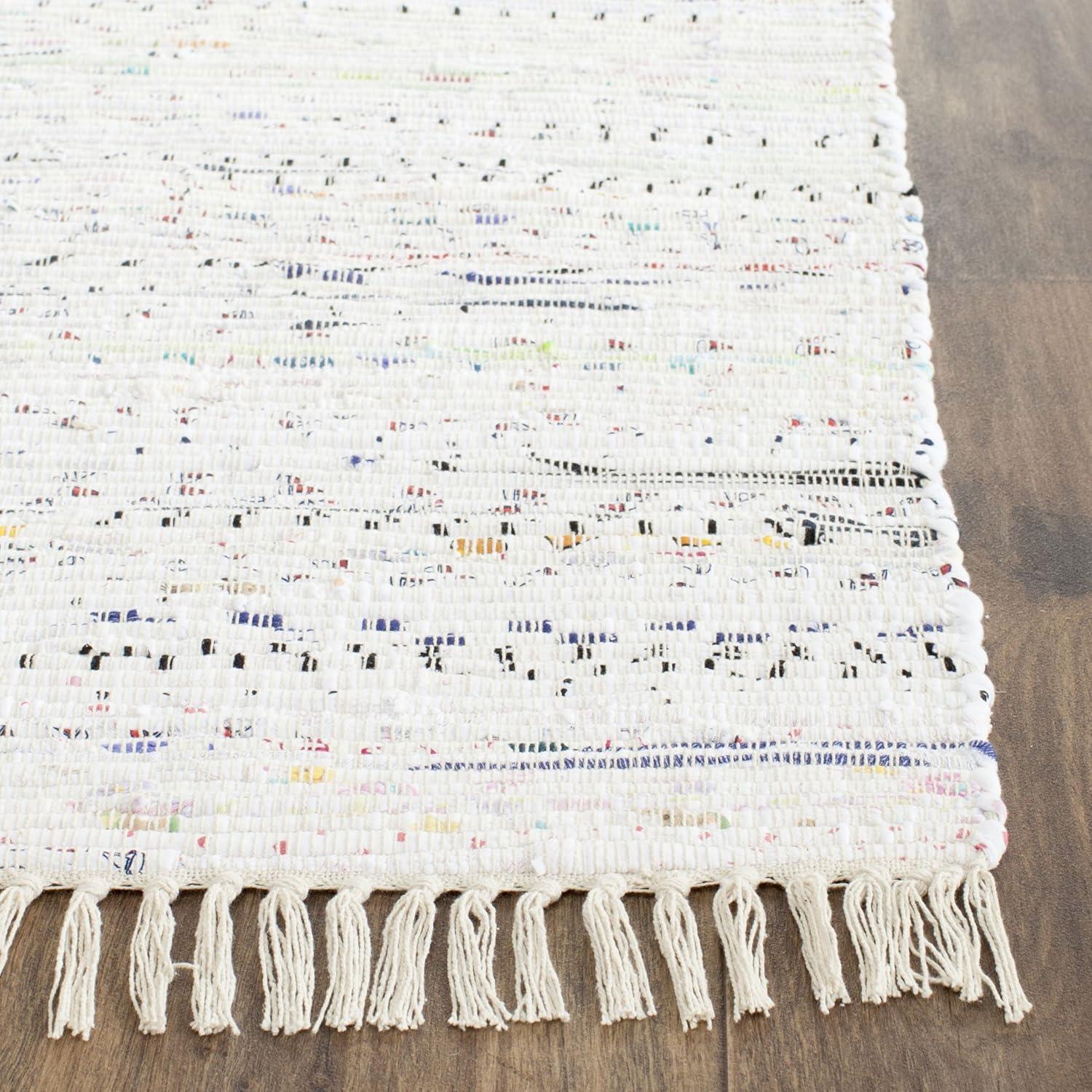 Rag Rug RAR121 Hand Woven Indoor Area Rug - Ivory/Multi - 4'x6' - Safavieh.