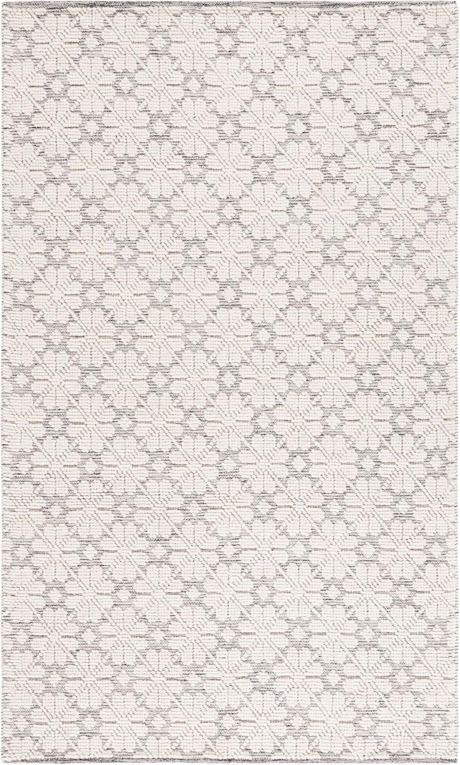 SAFAVIEH Vermont Orval Geometric Floral Wool Area Rug, Ivory/Grey, 6' x 9'