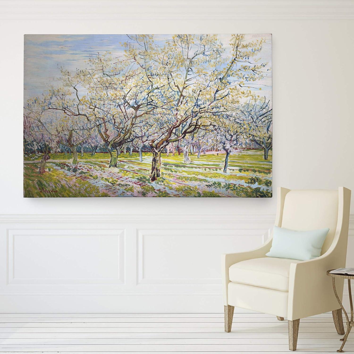 Vincent Van Gogh Blossoming Trees Canvas Wall Art, 19x28