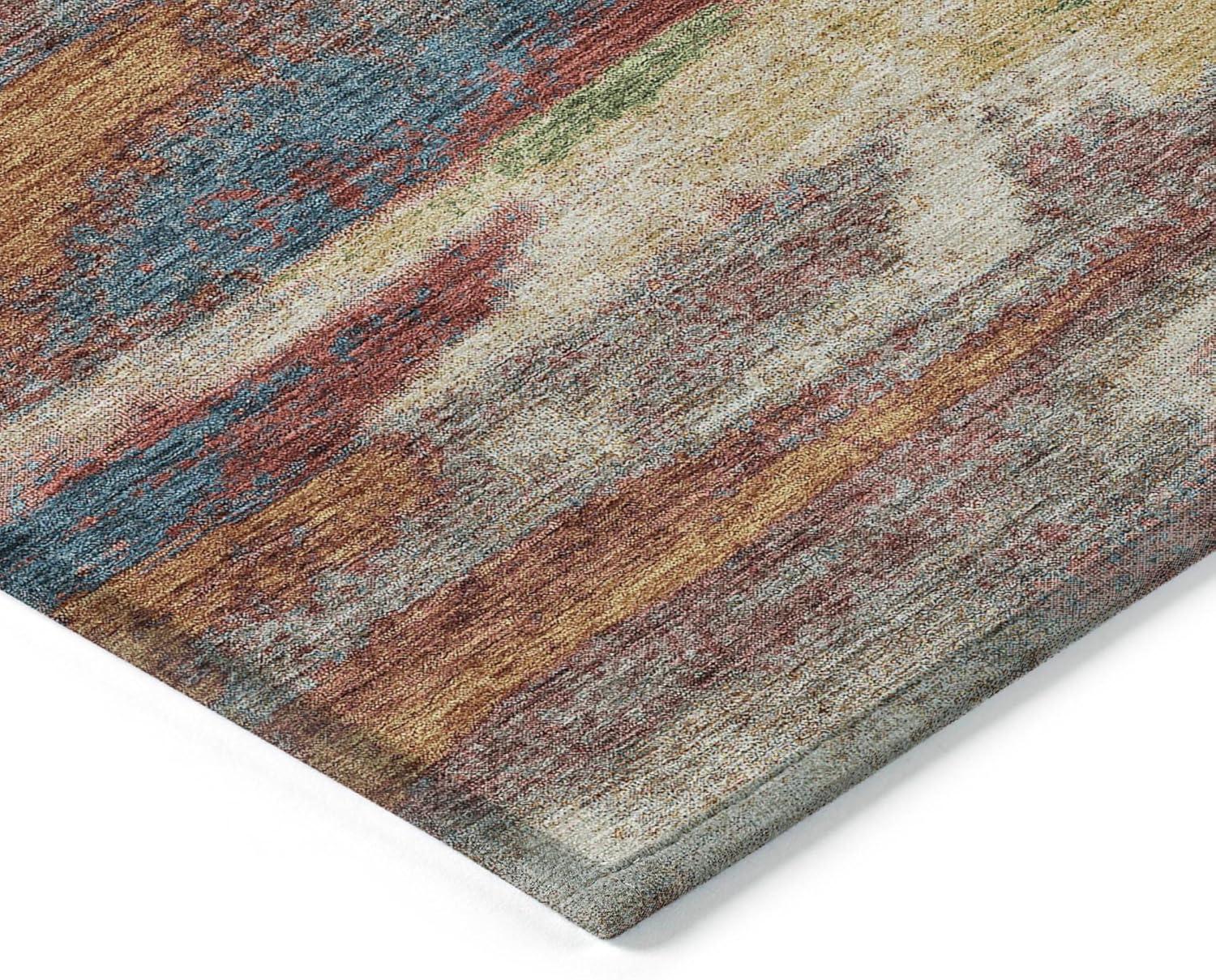 Abstract Multicolor Synthetic Flat Woven 10' x 14' Rug
