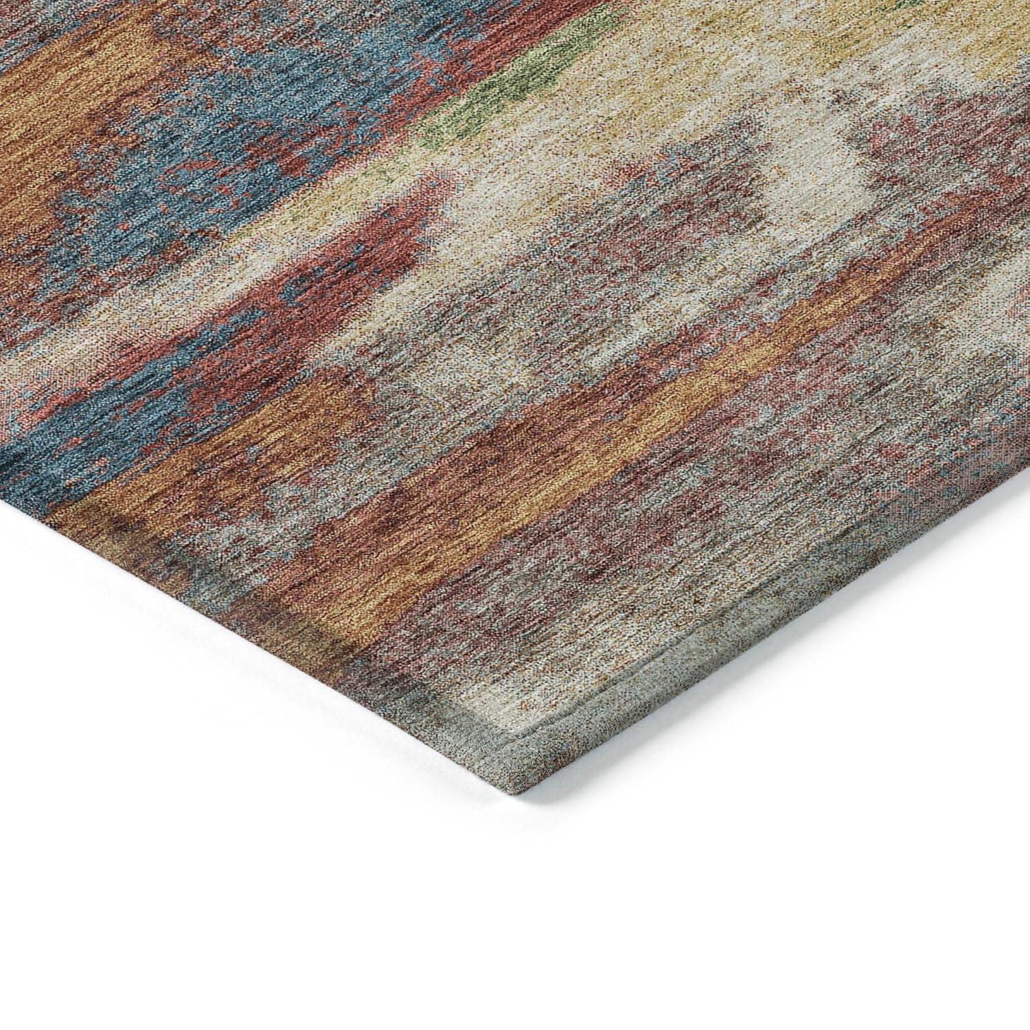 Abstract Multicolor Synthetic Flat Woven 10' x 14' Rug