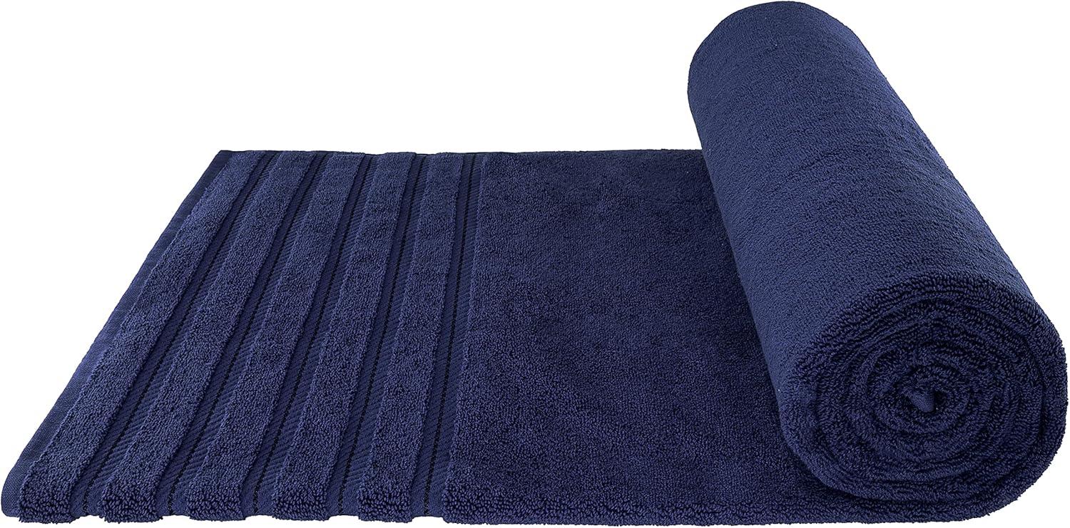American Soft Linen Luxury 35x70 Jumbo Large Bath Towel, 100% Cotton Turkish Bath Towel Sheet, Navy Blue