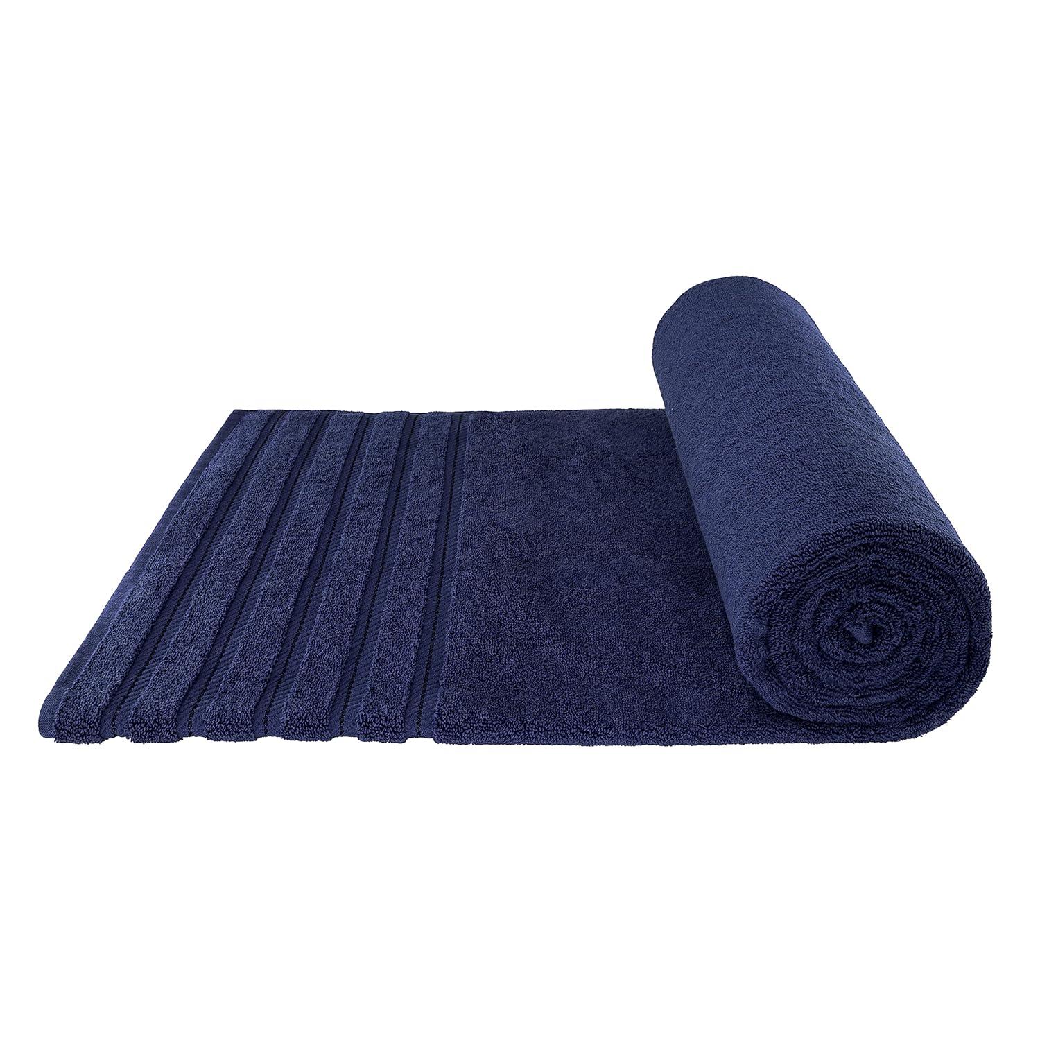 American Soft Linen Luxury 35x70 Jumbo Large Bath Towel, 100% Cotton Turkish Bath Towel Sheet, Navy Blue